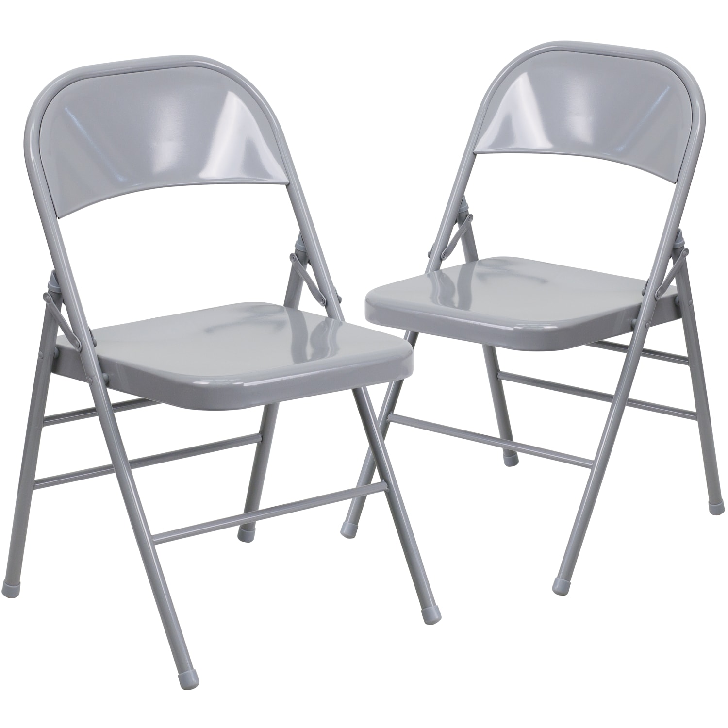 Flash Furniture HERCULES Series Triple Braced  Double Hinged Metal Folding Chairs Gray Pack Of 2 Chairs PopularChairscom