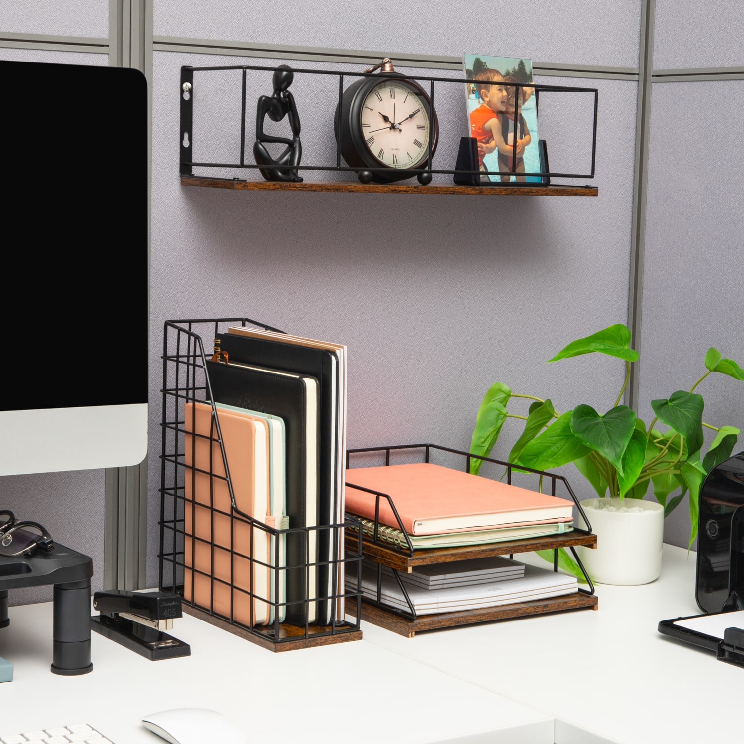 Mind Reader Desktop Shelf, 4-3/4in x 19-5/8in, Brown, Total Qty 1 - Image 6