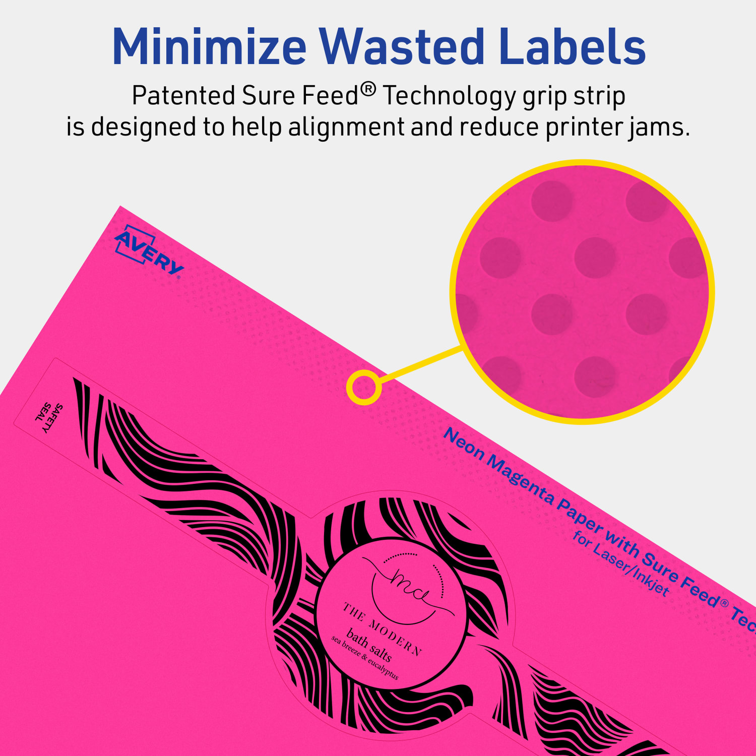 Avery Printable Labels With Sure Feed Technology, 94117-NMP80, Cigar, 2-3/8in x 8in, Matte Neon Magenta, Pack of 240 - Image 5