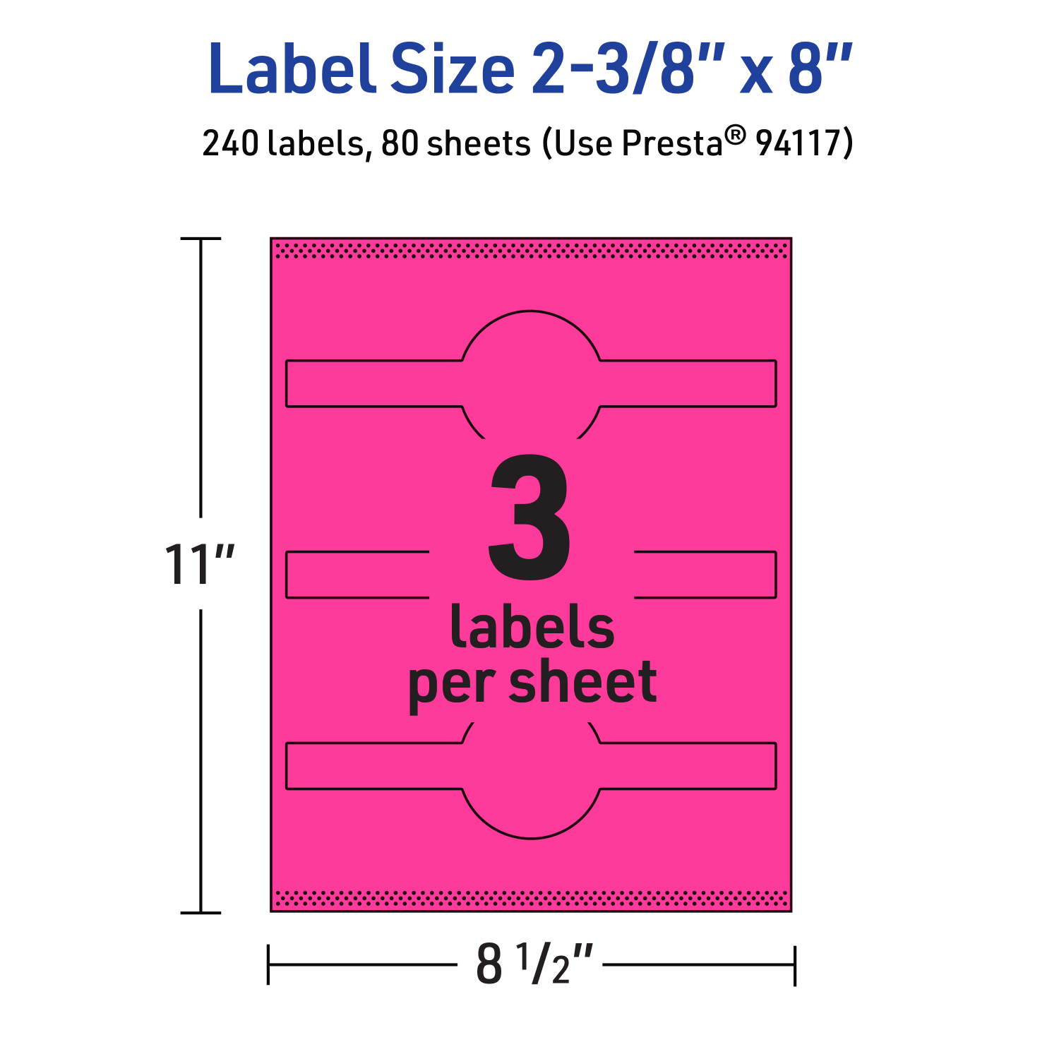 Avery Printable Labels With Sure Feed Technology, 94117-NMP80, Cigar, 2-3/8in x 8in, Matte Neon Magenta, Pack of 240 - Image 6