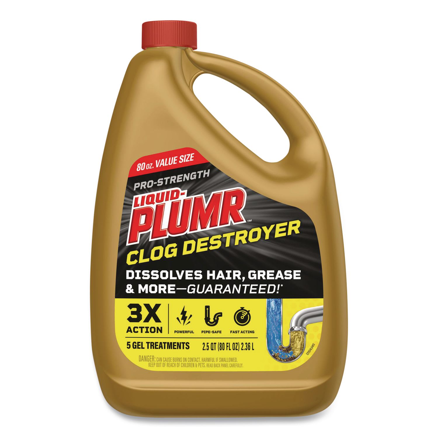 Clorox Liquid Plumr Pro-Strength Full Clog Destroyer Plus PipeGuard, Gel, 80 oz