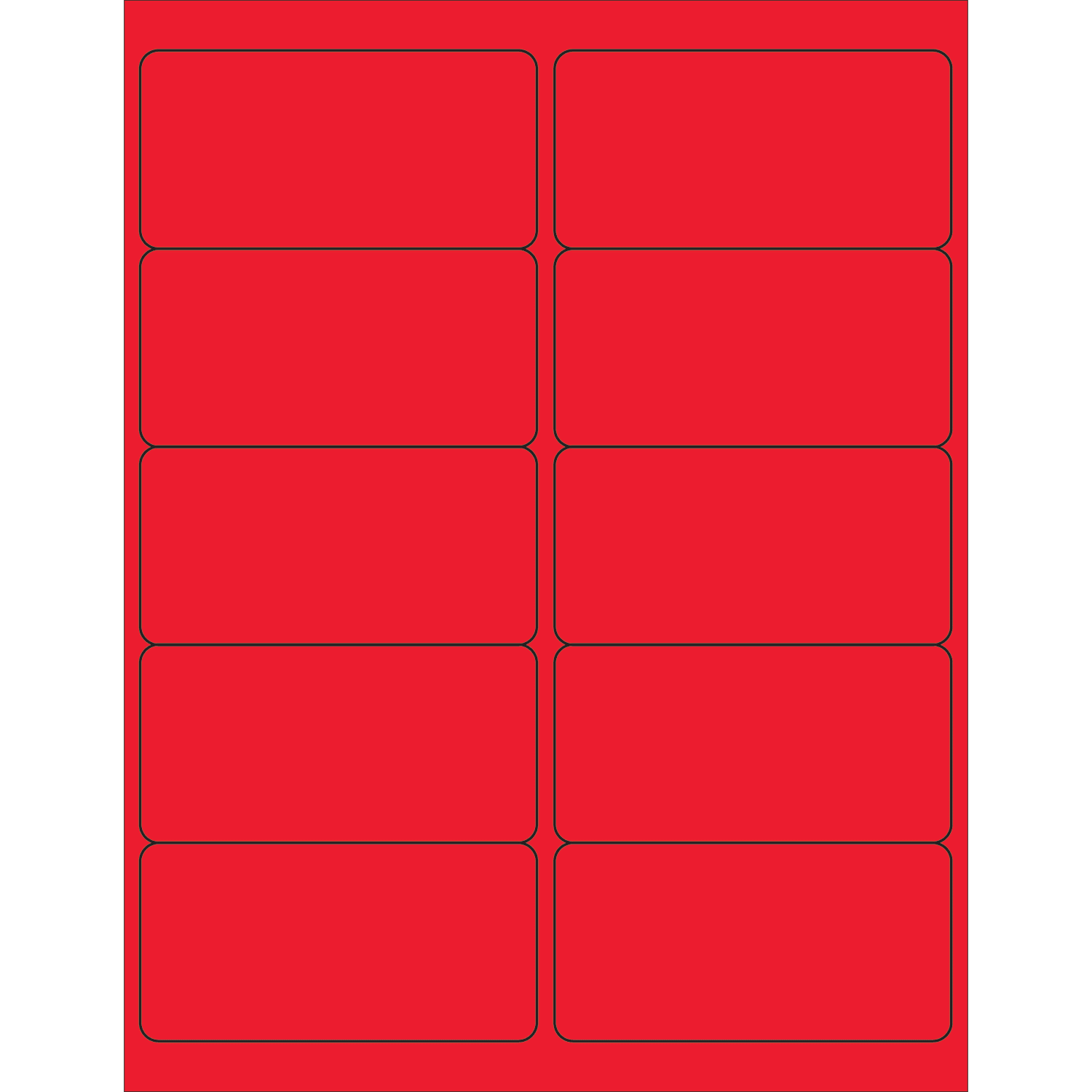 Tape Logic Permanent Labels, LL178RD, Rectangle, 4in x 2in, Fluorescent Red, Case Of 1,000