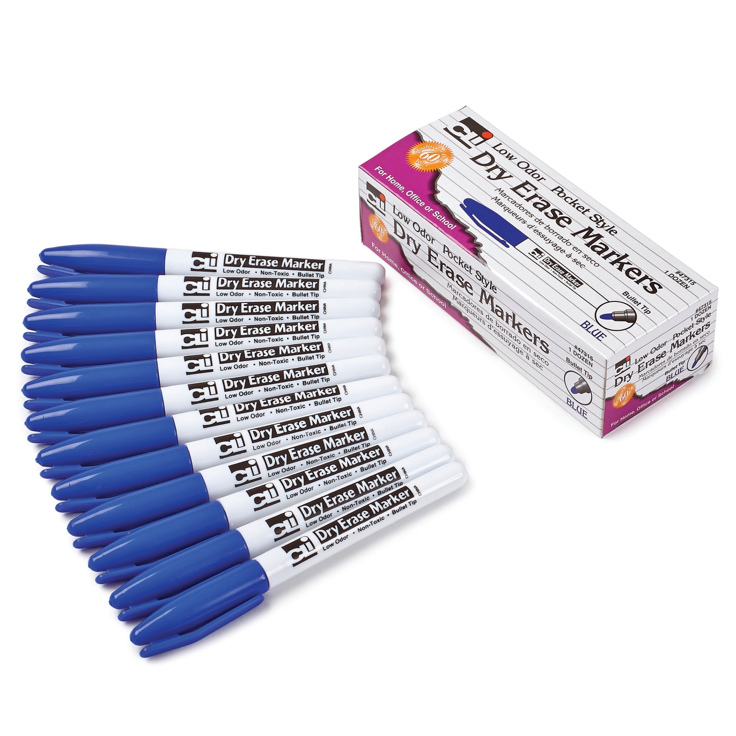 Charles Leonard Dry-Erase Markers, 12 Markers Per Box, Pack Of 3 Boxes, Bullet Tip, Blue, 36 Markers - Image 3