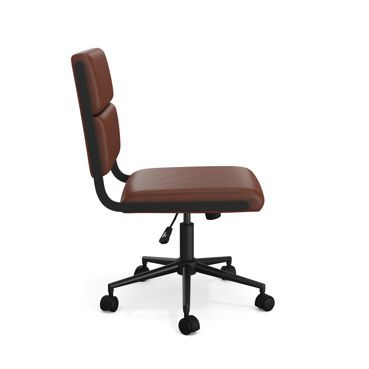 Martha Stewart Lulu Upholstered Office Chair Saddle Brown Faux LeatherOil Rubbed Bronze Frame PopularChairscom