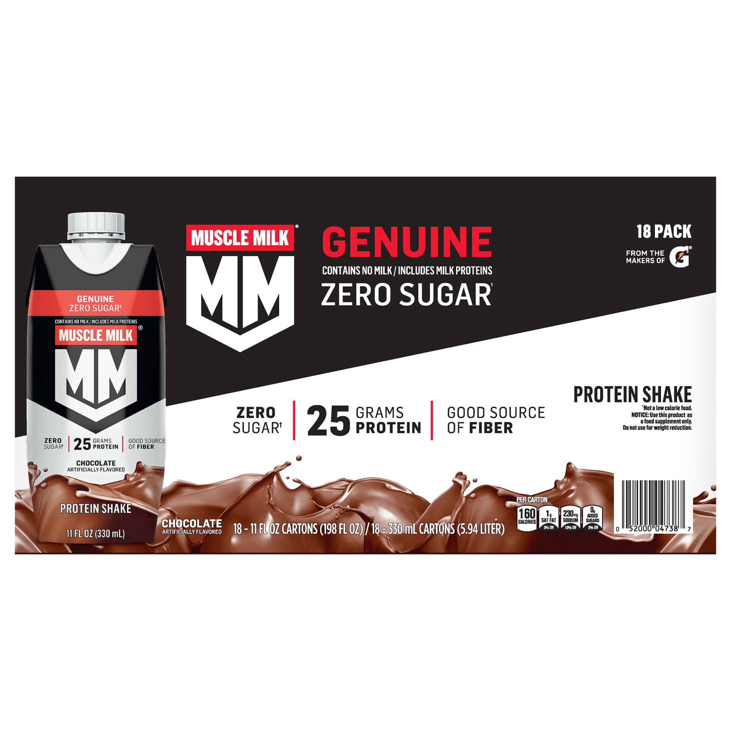 Muscle Milk Genuine Chocolate Protein Shakes, 11 Oz, Pack Of 18 Shakes - Image 5