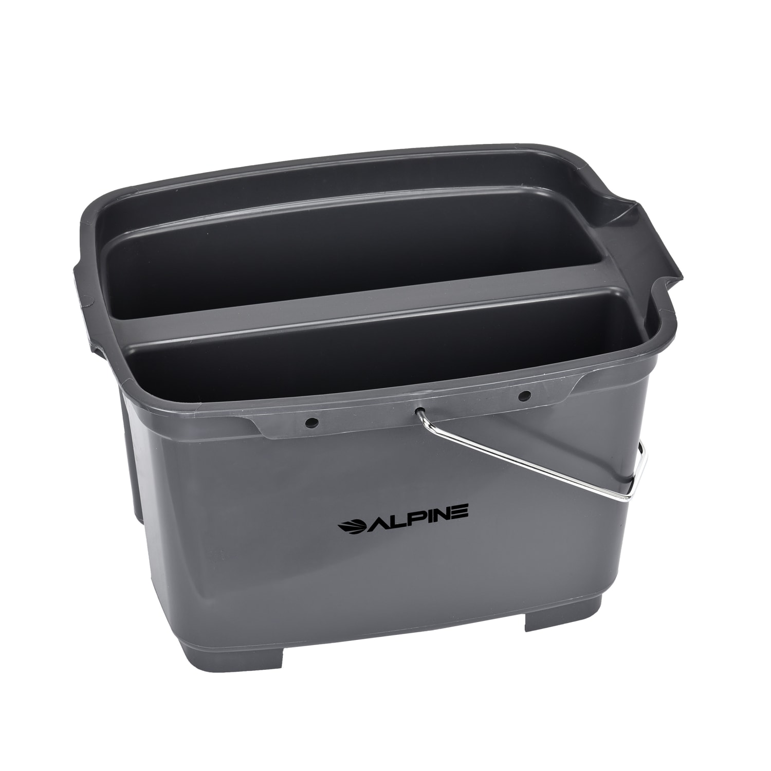 Alpine Divided Plastic Cleaning Buckets, Gray, Pack Of 2 Buckets - Image 3