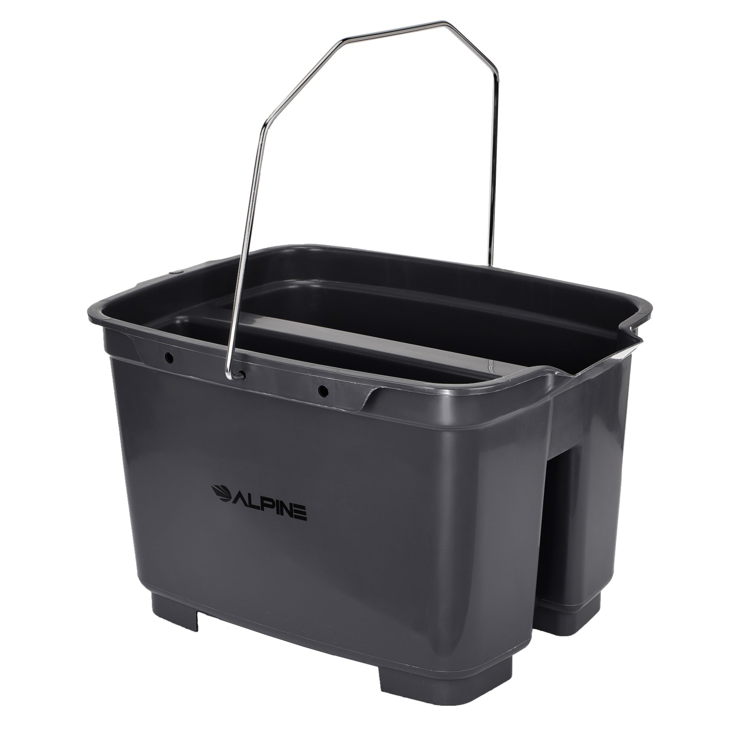 Alpine Divided Plastic Cleaning Buckets, Gray, Pack Of 2 Buckets - Image 4