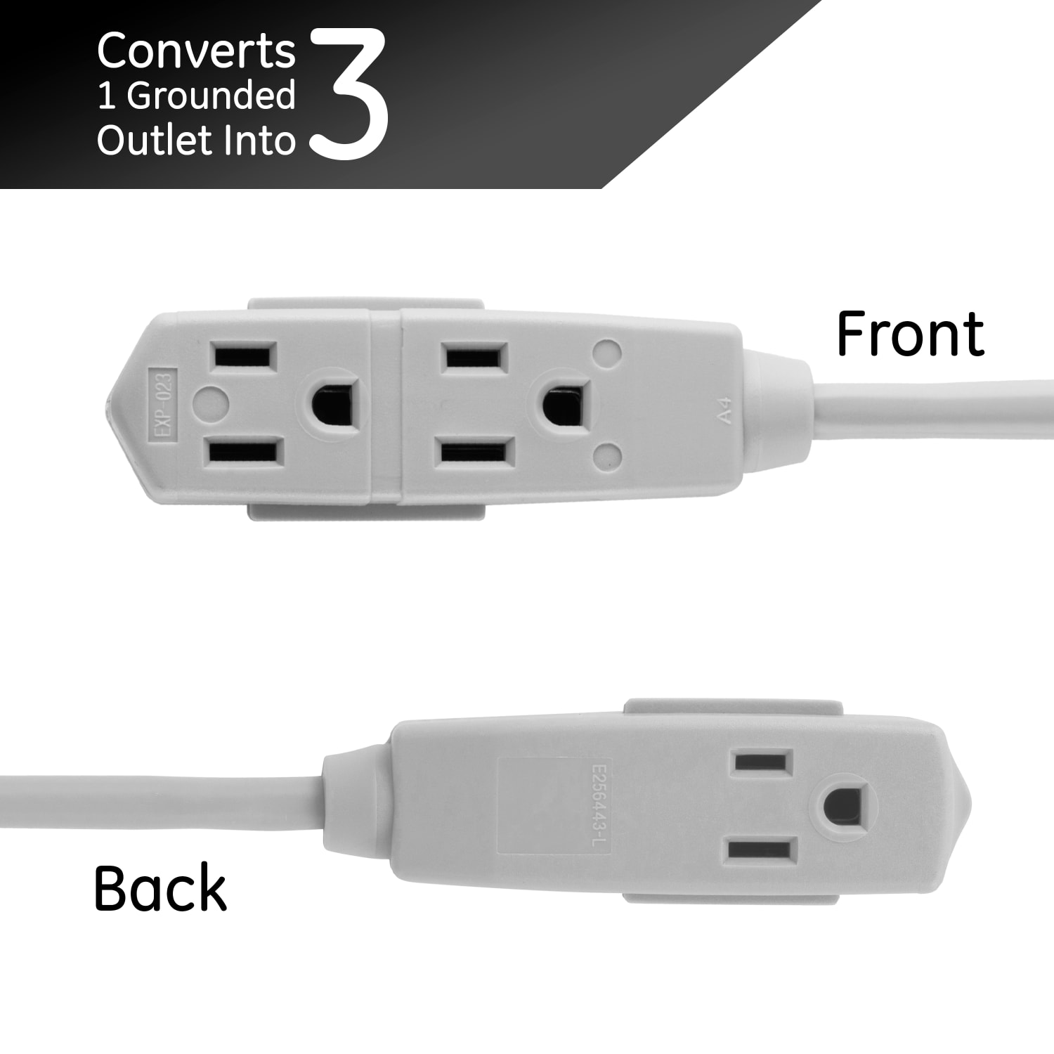 GE 3 Outlet Extension Cord, 25ft Long Cord, Flat Plug, Gray, 43025 - Image 6