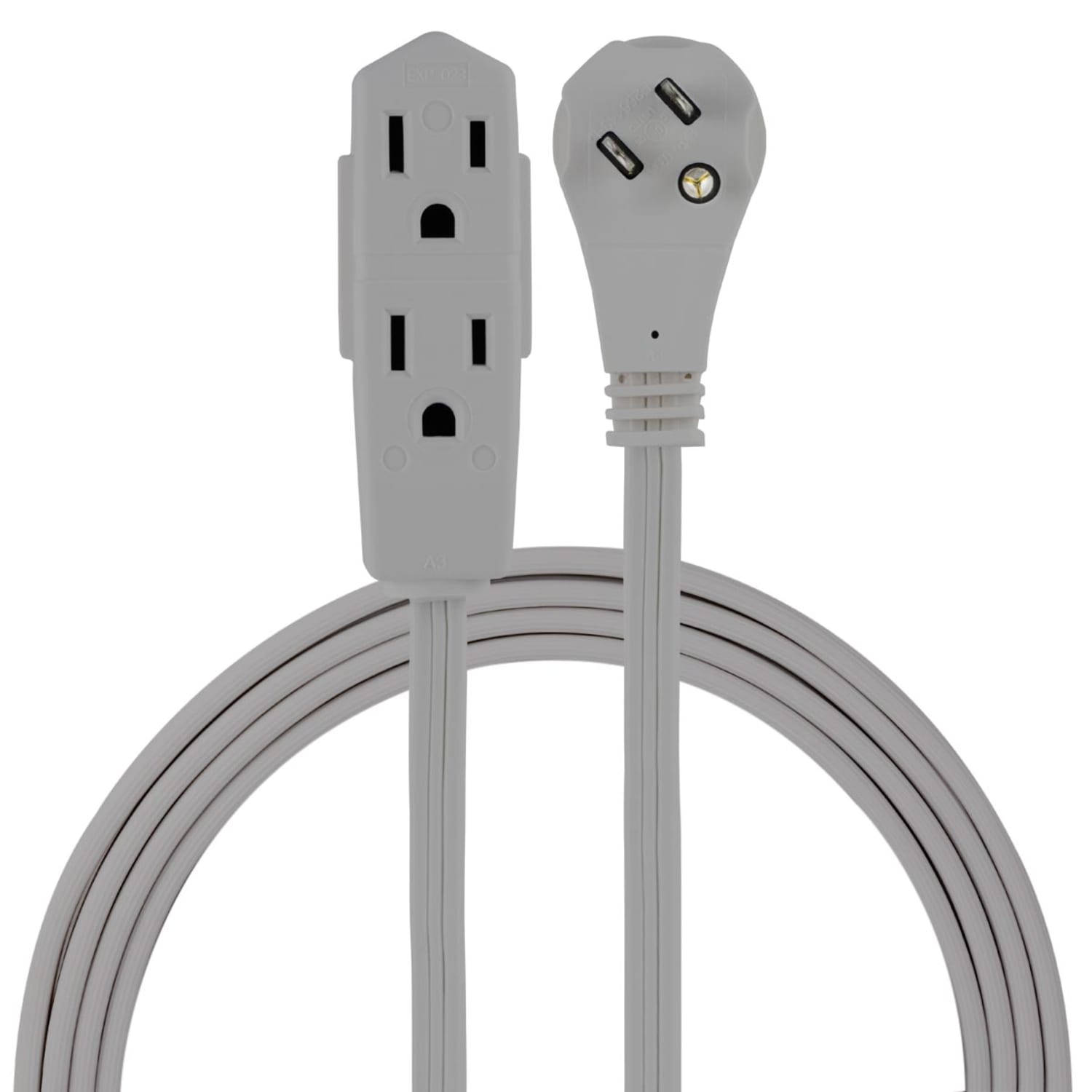 GE 3 Outlet Extension Cord, 8ft Long Cord, Flat Plug, Gray, 43027 - Image 3