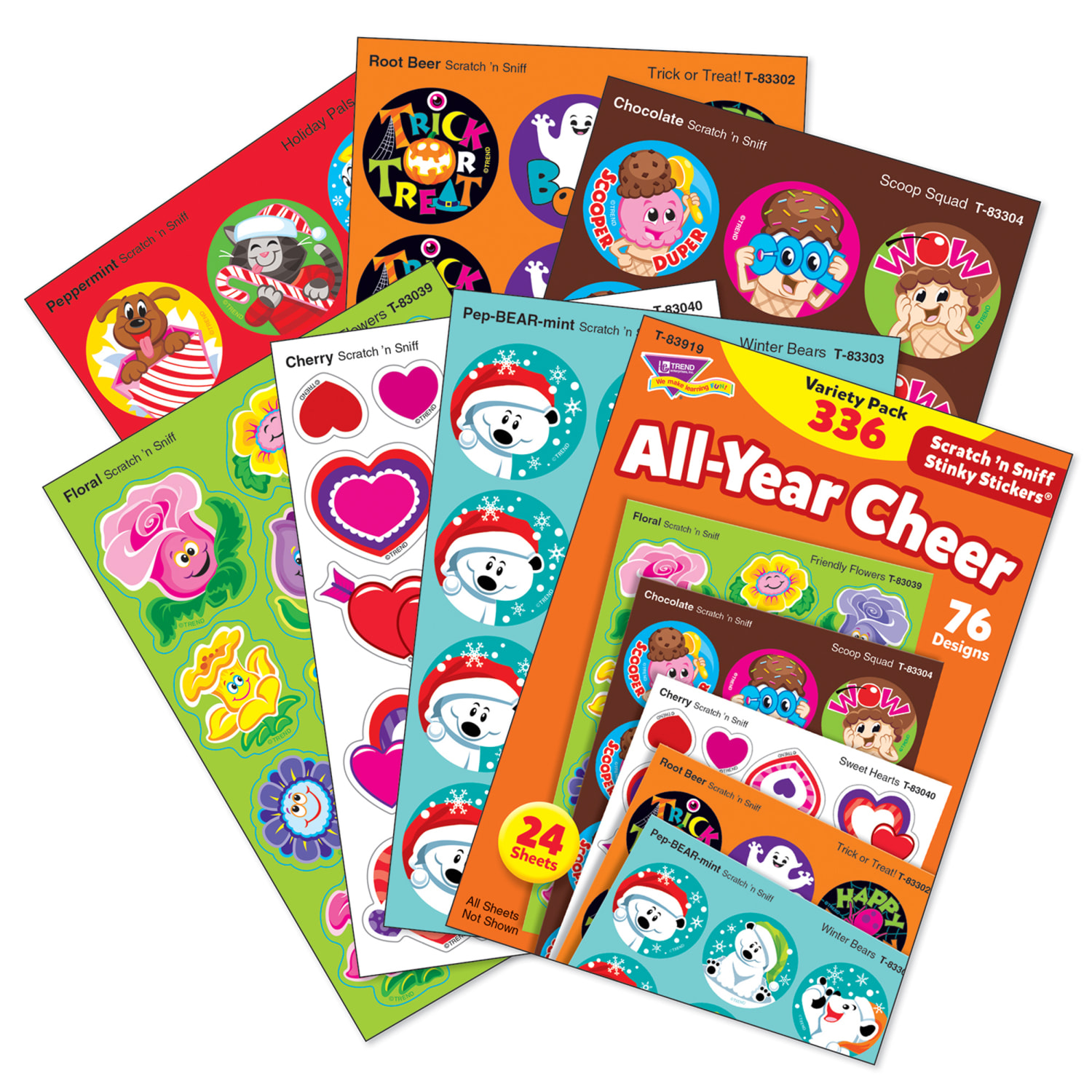 Trend Stinky Stickers, 1in, All Year Cheer, 336 Stickers Per Pack, Set Of 2 Packs - Image 3