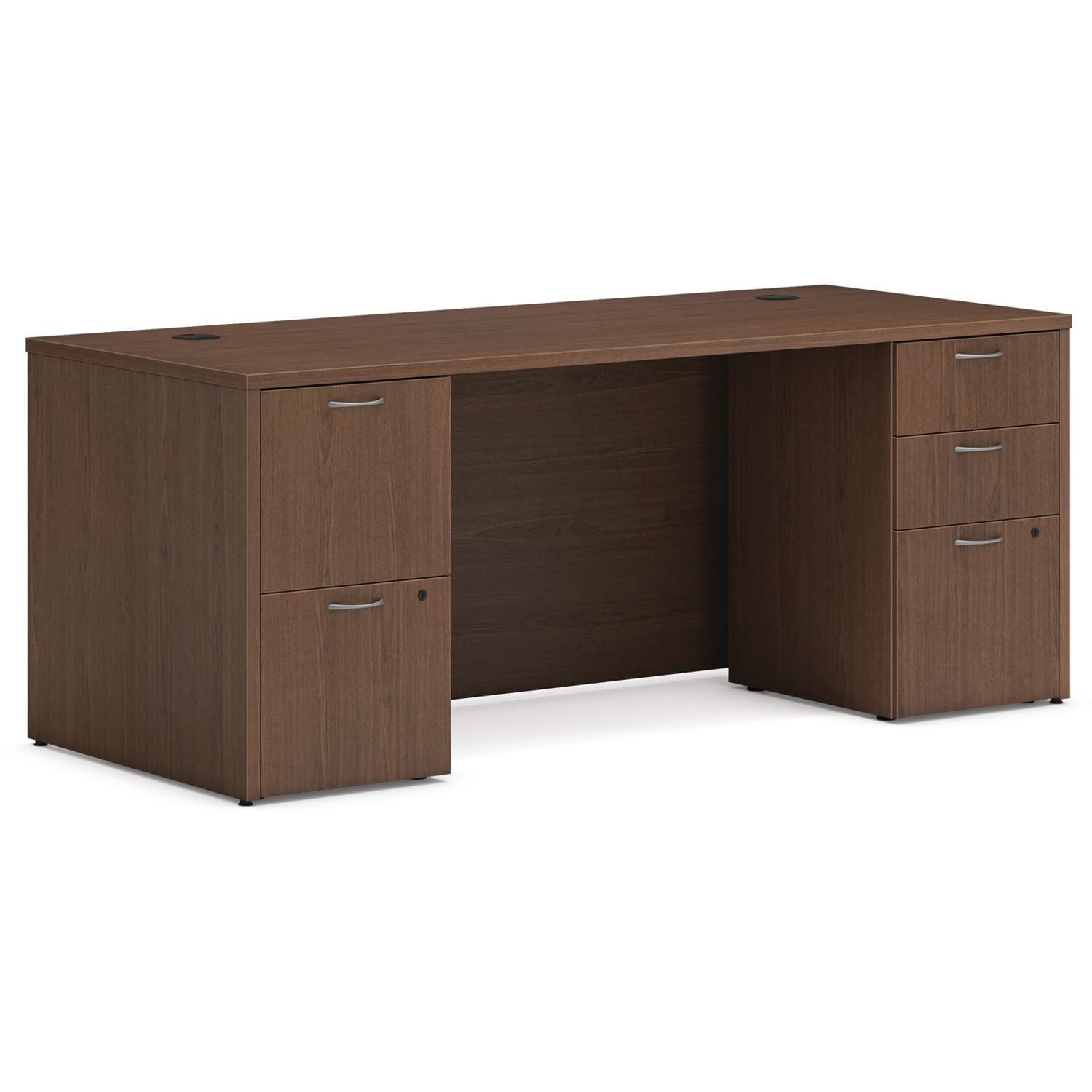 HON Mod 72inW Double-Pedestal Computer Desk, 72inW, Sepia Walnut