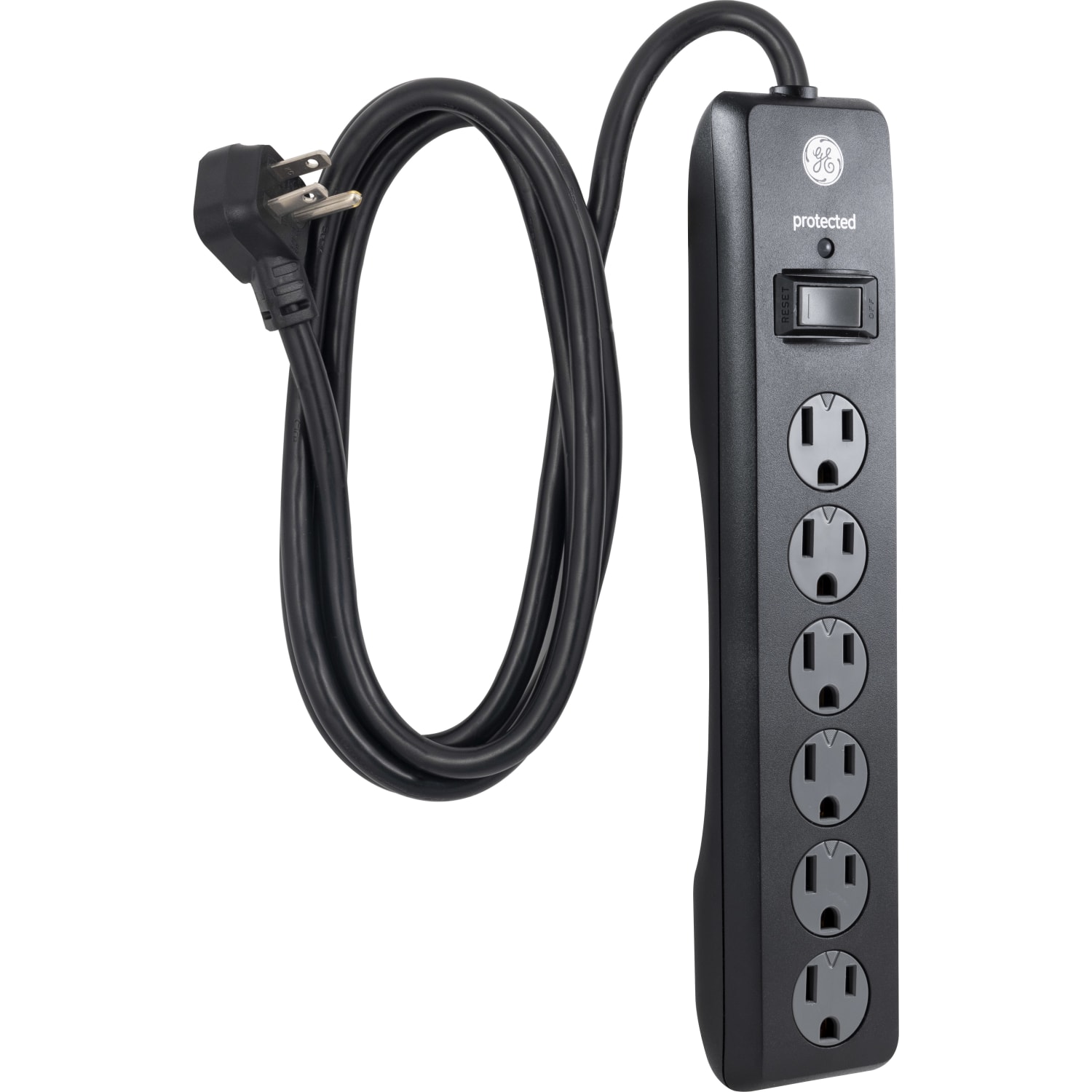 GE 6-Outlet Surge Protector, 6ft Cord, Black - Image 3