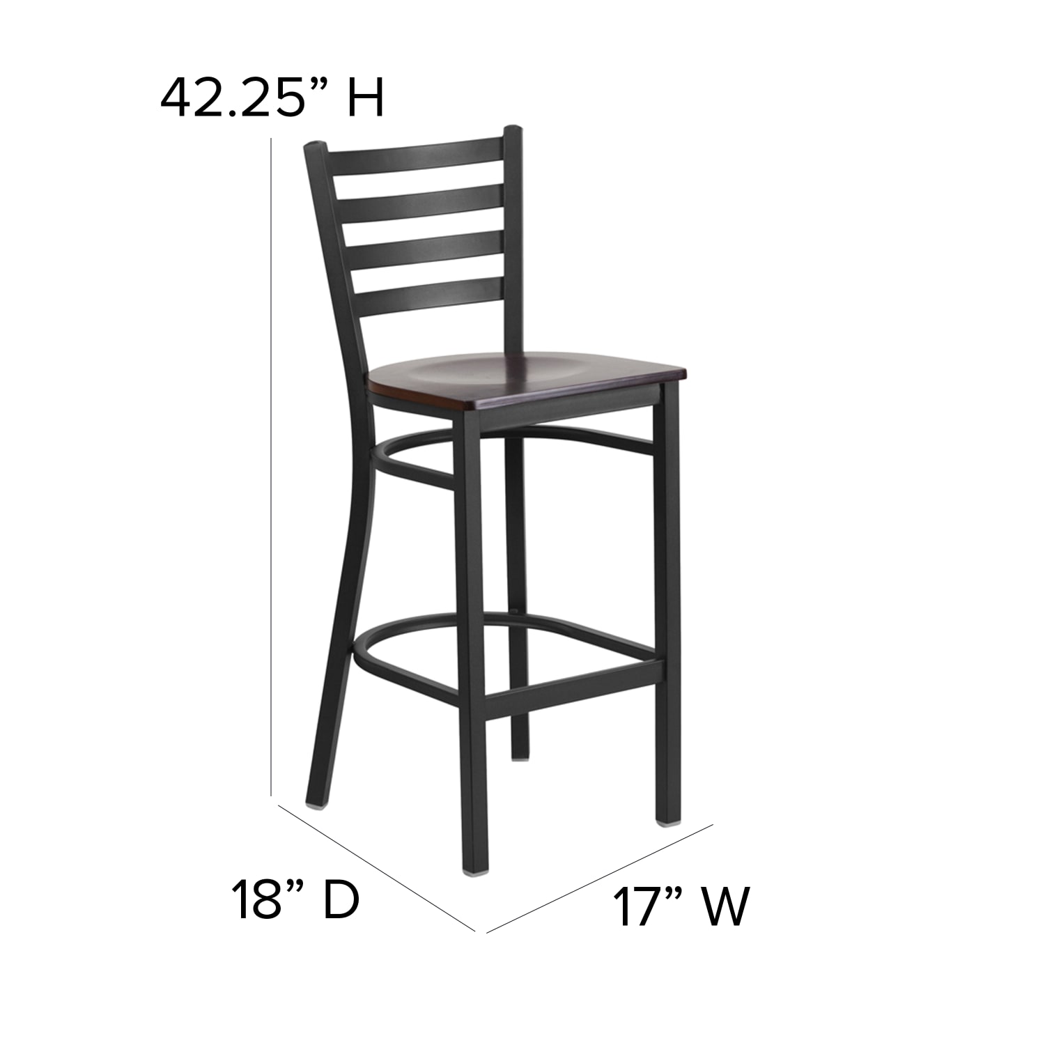 Flash Furniture MetalWood Restaurant Barstool With Ladder Back WalnutBlack PopularChairscom Flash Furniture MetalWood Restaurant Barstool With Ladder Back WalnutBlack PopularChairscom