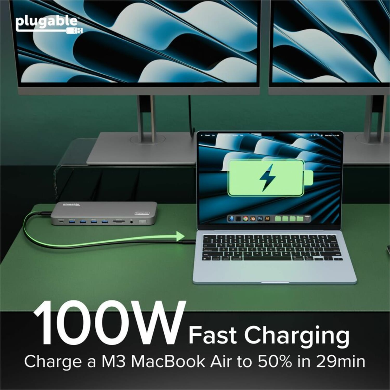 Plugable USB C Laptop Docking Station, Dual Monitor 4K 60Hz  - UD6950PDH - Image 6
