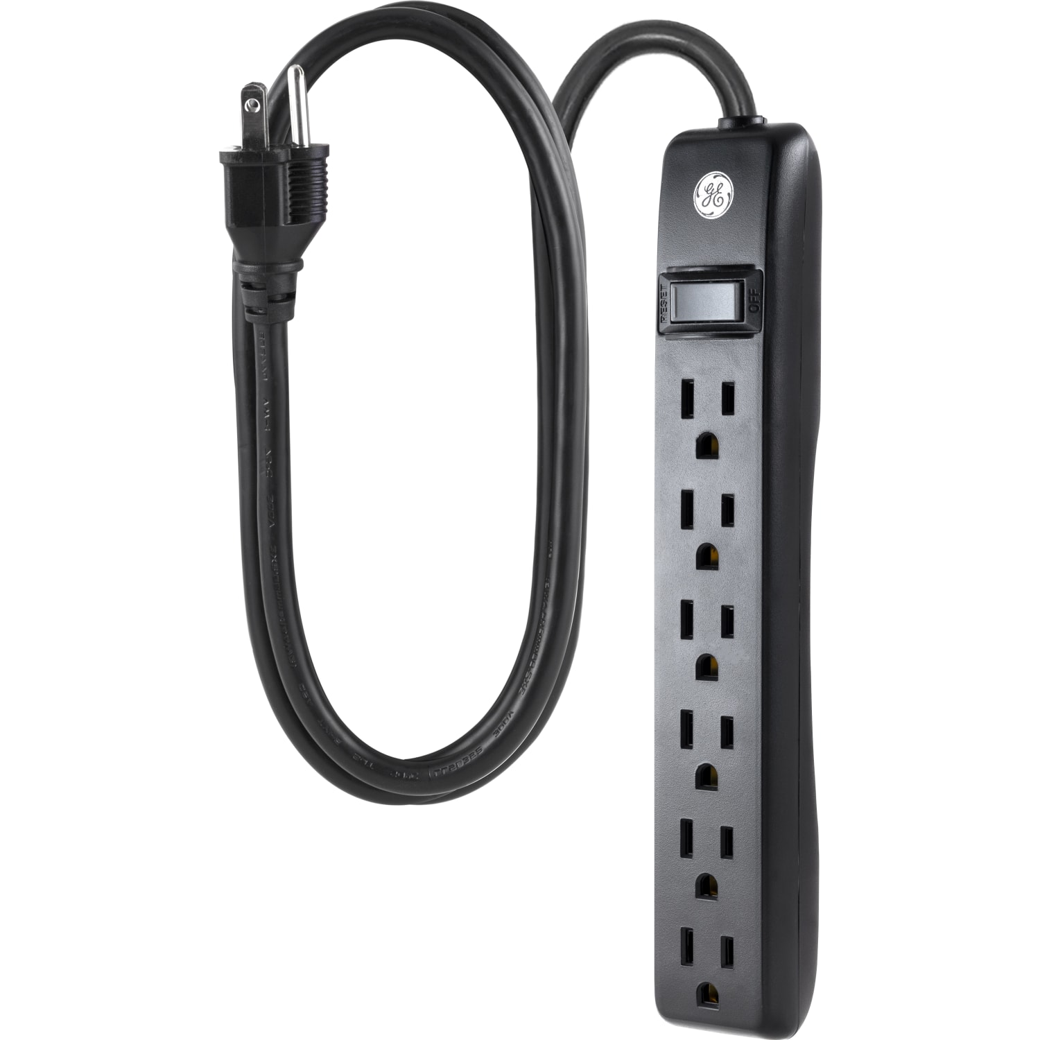 GE 6-Outlet Power Strip, 6ft Cord, Black - Image 4