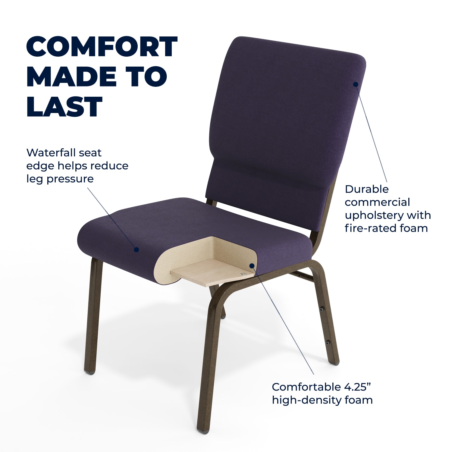 Flash Furniture HERCULES Series Stackable Church Chair, Royal Purple/Goldvein - Image 5