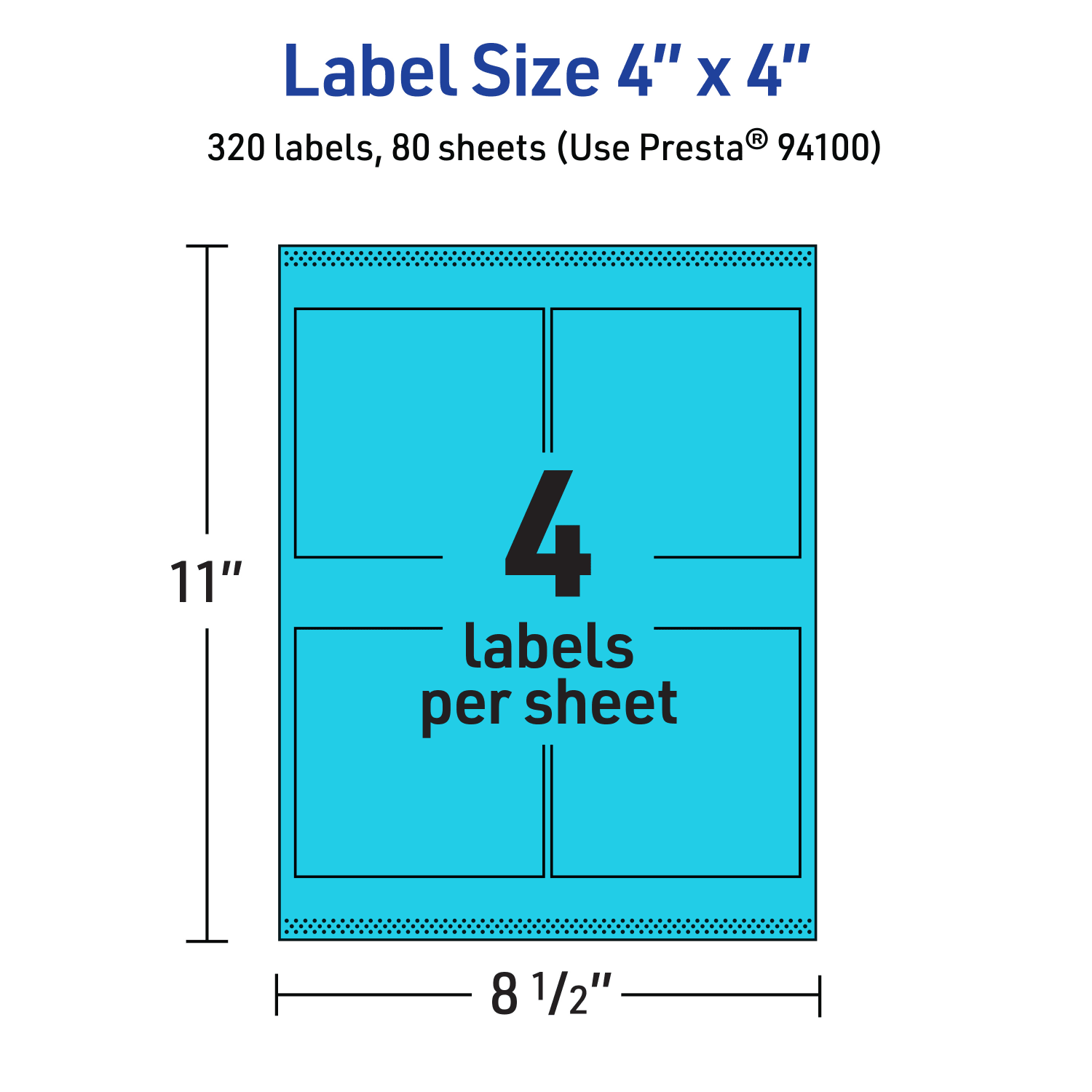 Avery Printable Labels With Sure Feed Technology, 94100-BBP80, Square, 4in x 4in, Matte Bright Blue, Pack of 320 - Image 6