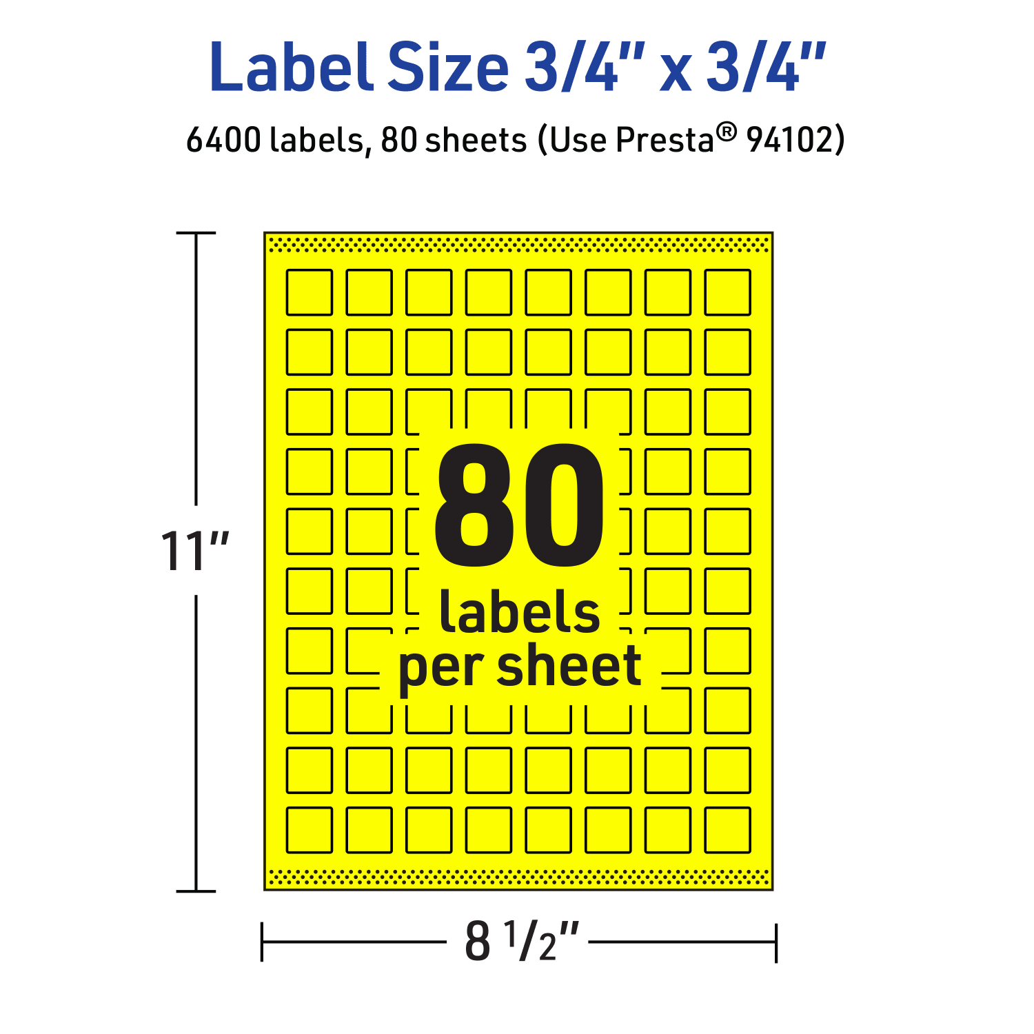 Avery Print-To-The-Edge Labels With Sure Feed Technology And Easy Peel, 94102-NYP80, Square, 3/4in x 3/4in, Matte Neon Yellow, Pack of 6400 - Image 6