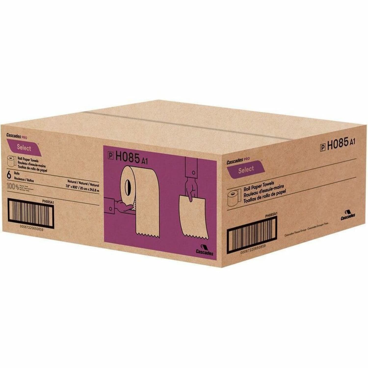 Cascades PRO Roll Paper Towel - 1 Ply - Natural - 6 / Box - Image 4