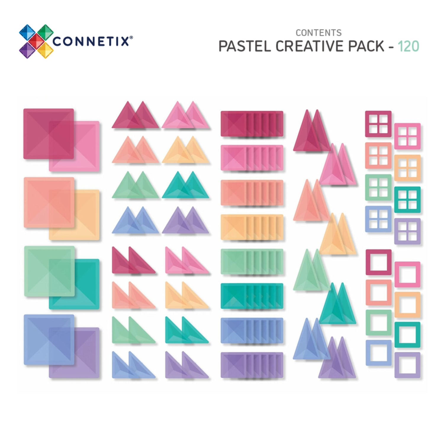 Connetix Magnetic Tiles Pastel Creative Pack, 120 Pieces - Image 3