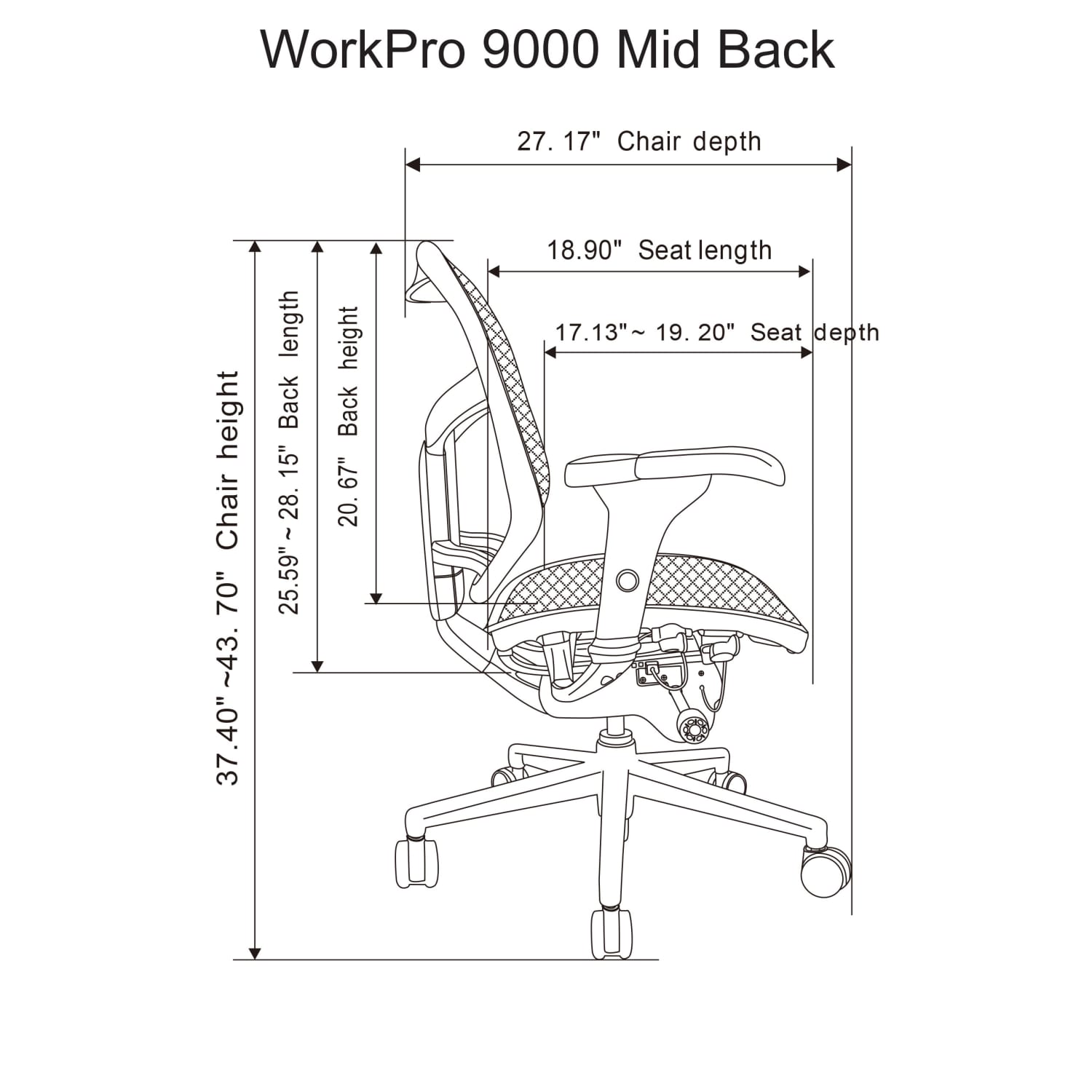 WorkPro Quantum 9000 Series Ergonomic MeshMesh Mid Back Chair BlackRed BIFMA Compliant PopularChairscom