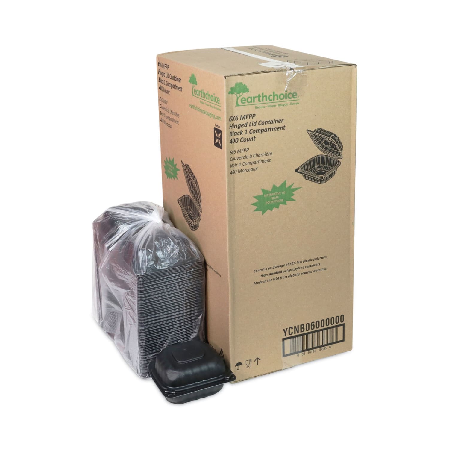 Pactiv Evergreen EarthChoice SmartLock Microwavable MFPP Hinged Lid Containers, 3-1/8inH x 5-3/4inW x 6inD, Black, Carton Of 400 Containers - Image 5