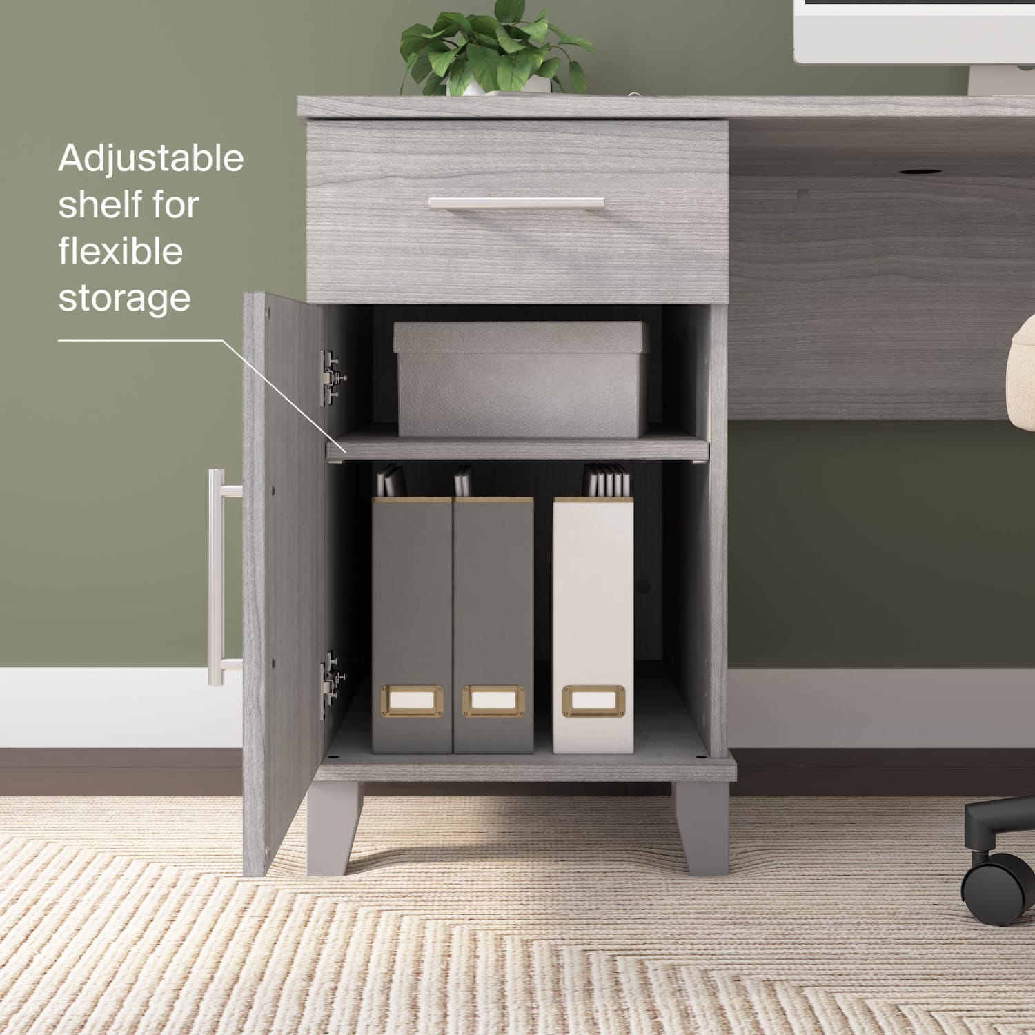 Bush Furniture Somerset 54inW Office Desk With Drawers, Platinum Gray, Standard Delivery - Image 5