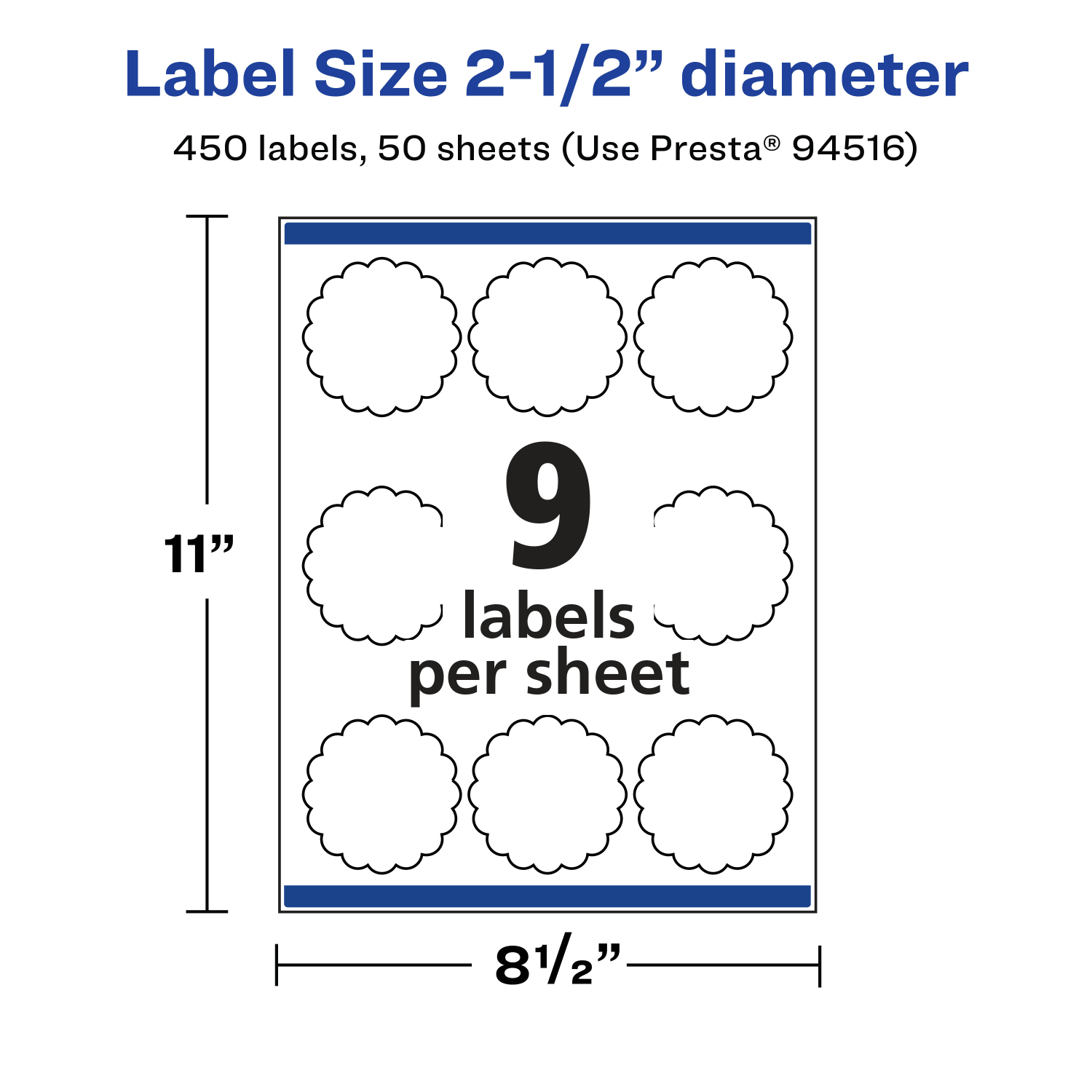 Avery Removable Labels With Sure Feed, 94516-RMP50, Round Scalloped, 2-1/2in Diameter, White, Pack Of 450 Labels - Image 6