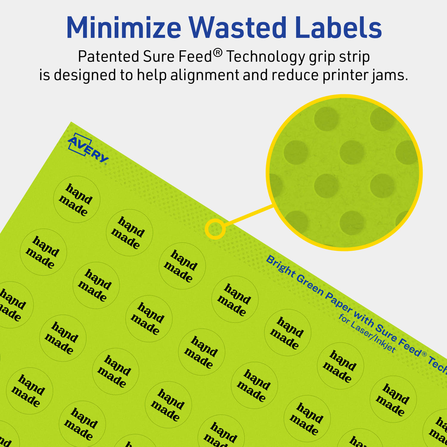 Avery Print-To-The-Edge Labels With Sure Feed Technology And Easy Peel Label Feature, 94504-BGP10, Round, 3/4in, Matte Bright Green, Pack of 800 - Image 5