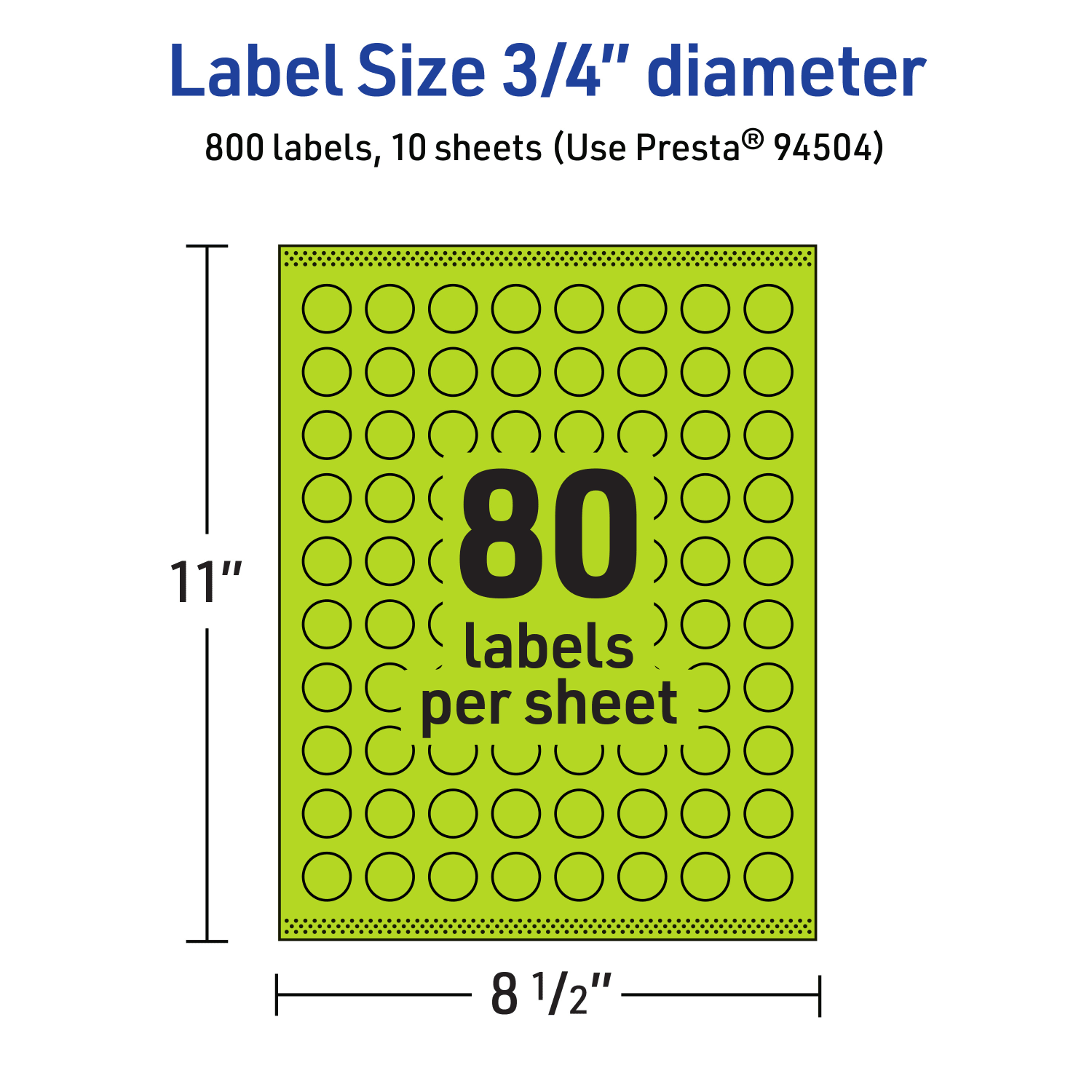 Avery Print-To-The-Edge Labels With Sure Feed Technology And Easy Peel Label Feature, 94504-BGP10, Round, 3/4in, Matte Bright Green, Pack of 800 - Image 6