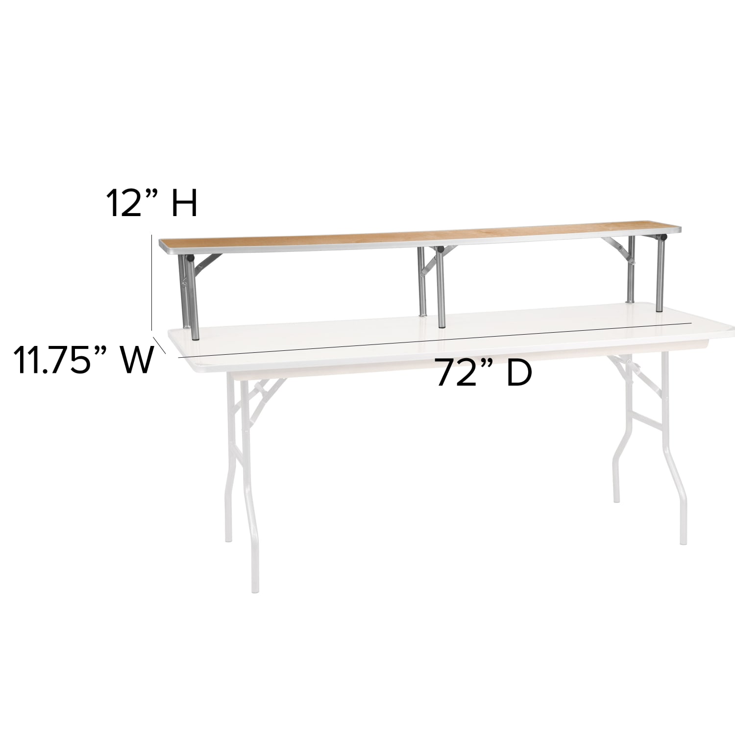 Flash Furniture Birchwood Bar Top Riser, 12inH x 11-3/4inW x 72inD, Natural/Silver - Image 6