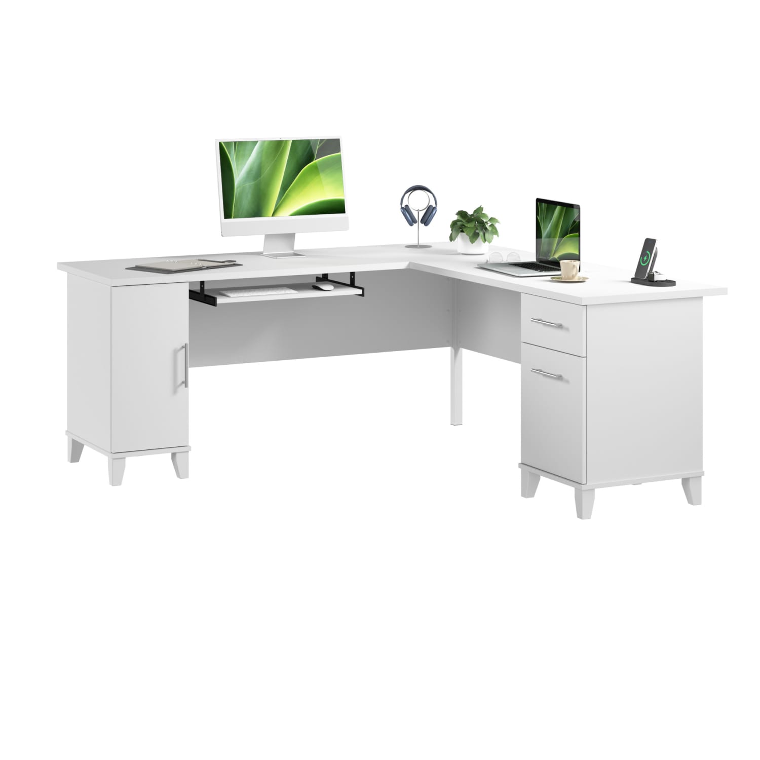 Bush Business Furniture Somerset 72inW L-Shaped Corner Desk, White, Standard Delivery - Image 3