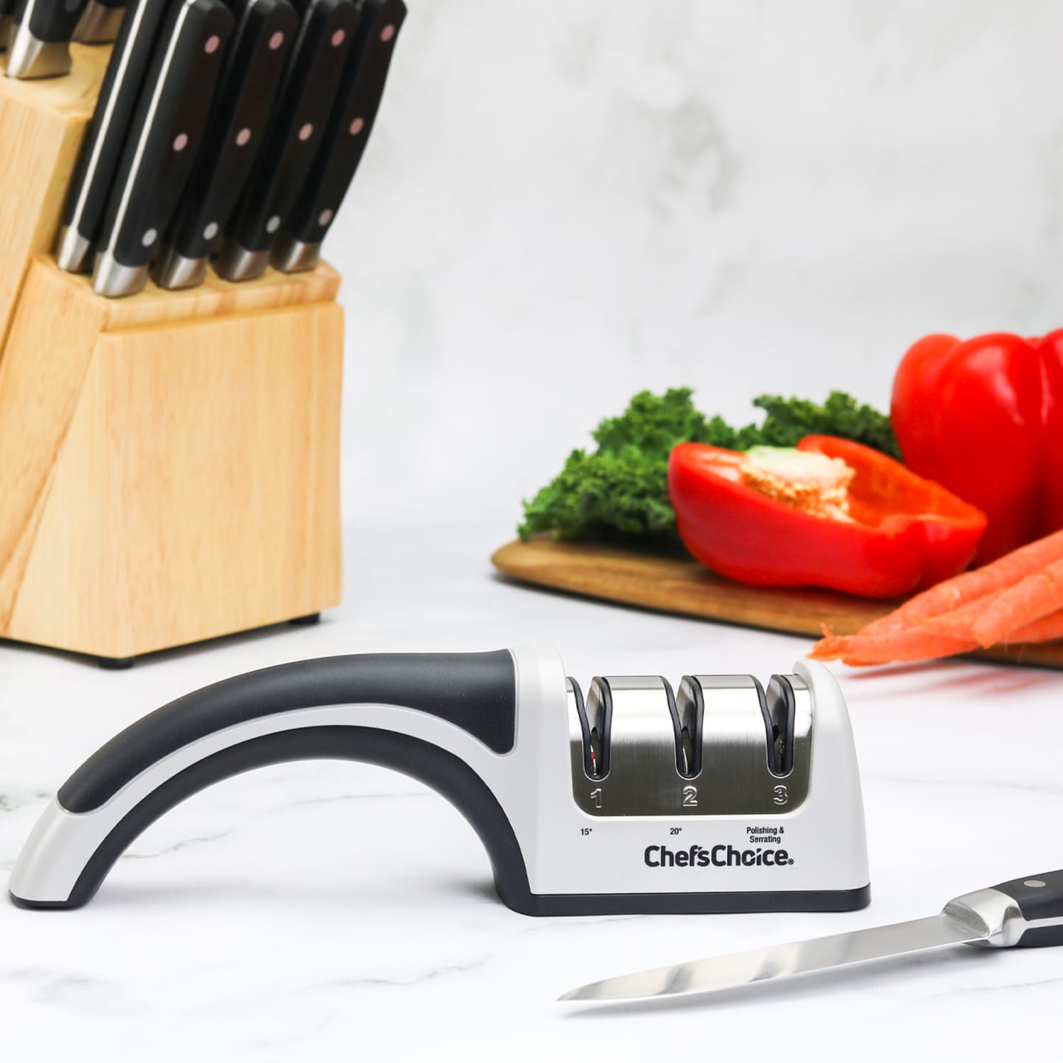 Edgecraft Chefs Choice AngleSelect Professional Manual Knife Sharpener, Silver/Black - Image 3