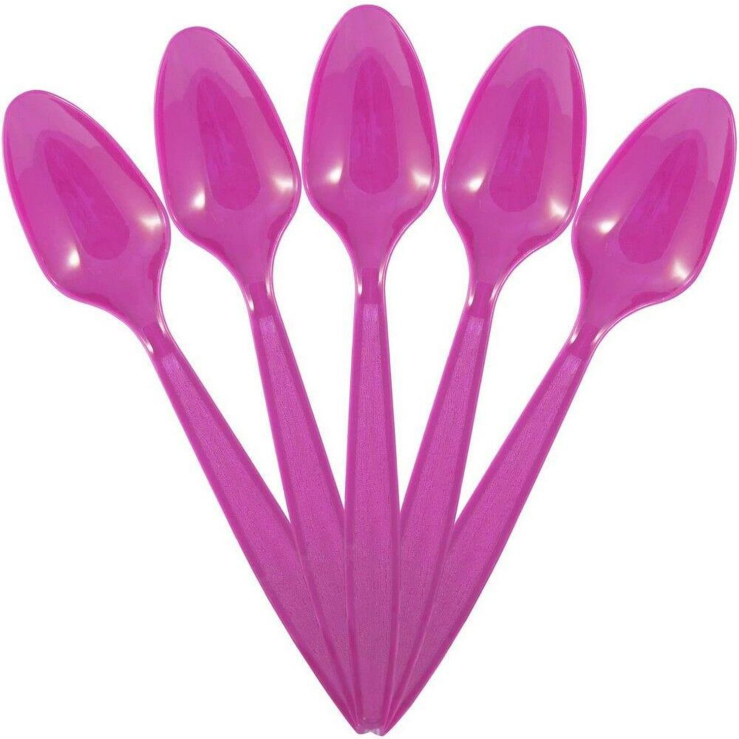 JAM PAPER Big Party Pack of Premium Plastic Spoons, Pink, 100 Disposable Spoons/Box - Image 3