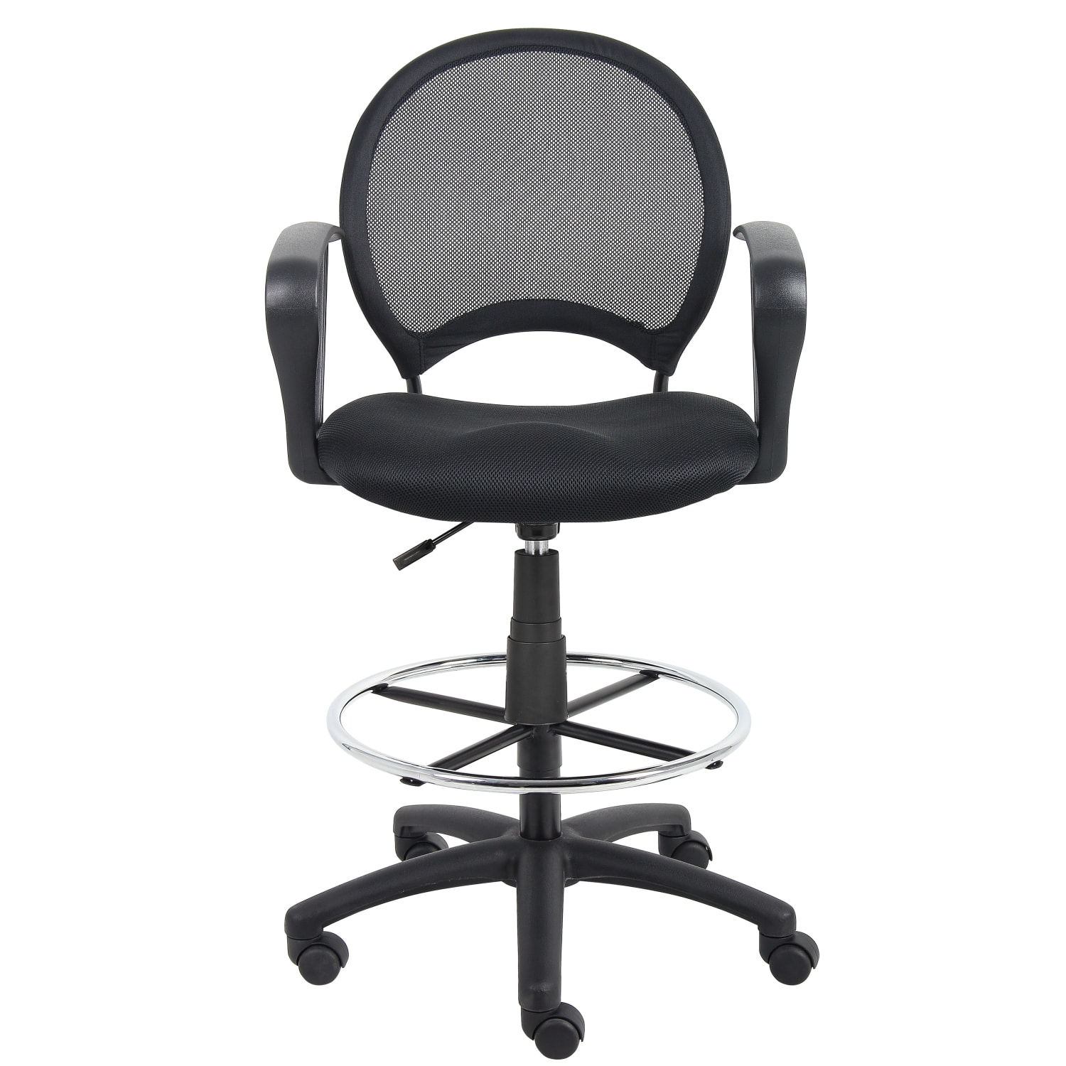 Boss Office Products Mesh Drafting Stool With Loop Arms, Black