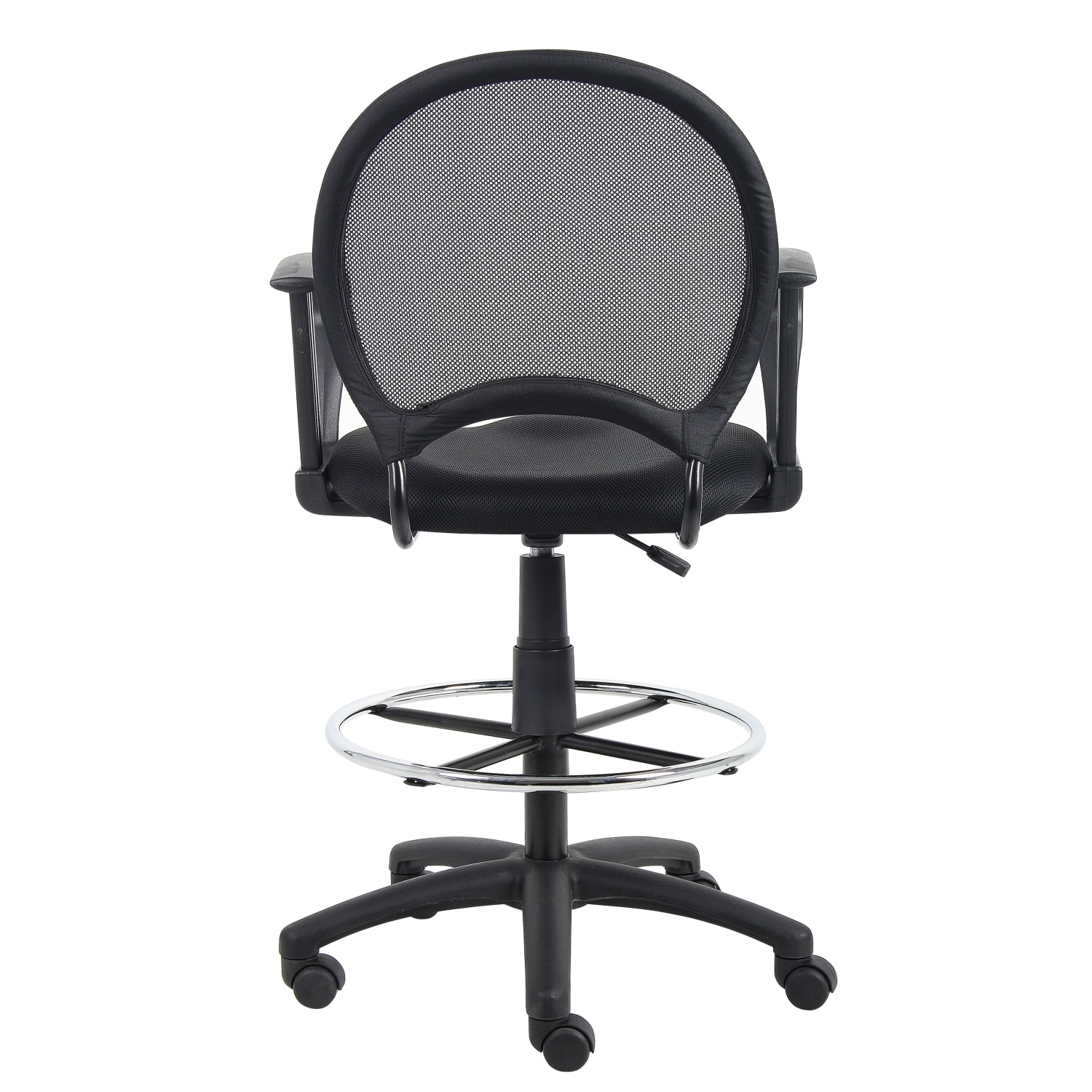 Boss Office Products Mesh Drafting Stool With Loop Arms Black PopularChairscom