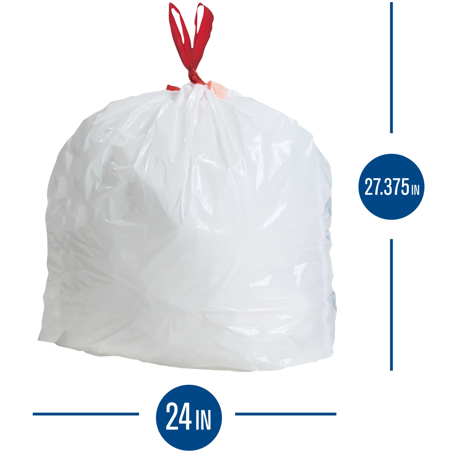 Highmark Tall 0.6 mil Drawstring Kitchen Trash Bags, 13 Gallon, 24in x 28in, White, Box Of 120 - Image 3