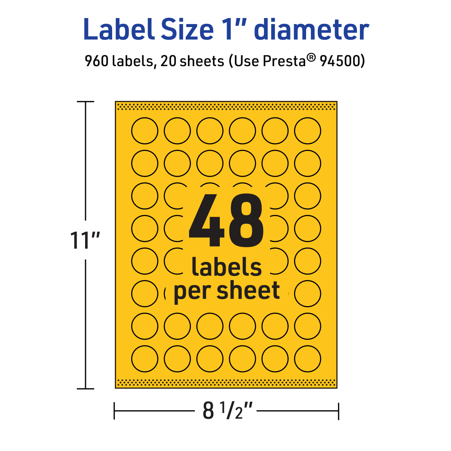 Avery Print-To-The-Edge Labels With Sure Feed Technology And Easy Peel Label Feature, 94500-BYP20, Round, 1in, Matte Bright Yellow, Pack of 960 - Image 6