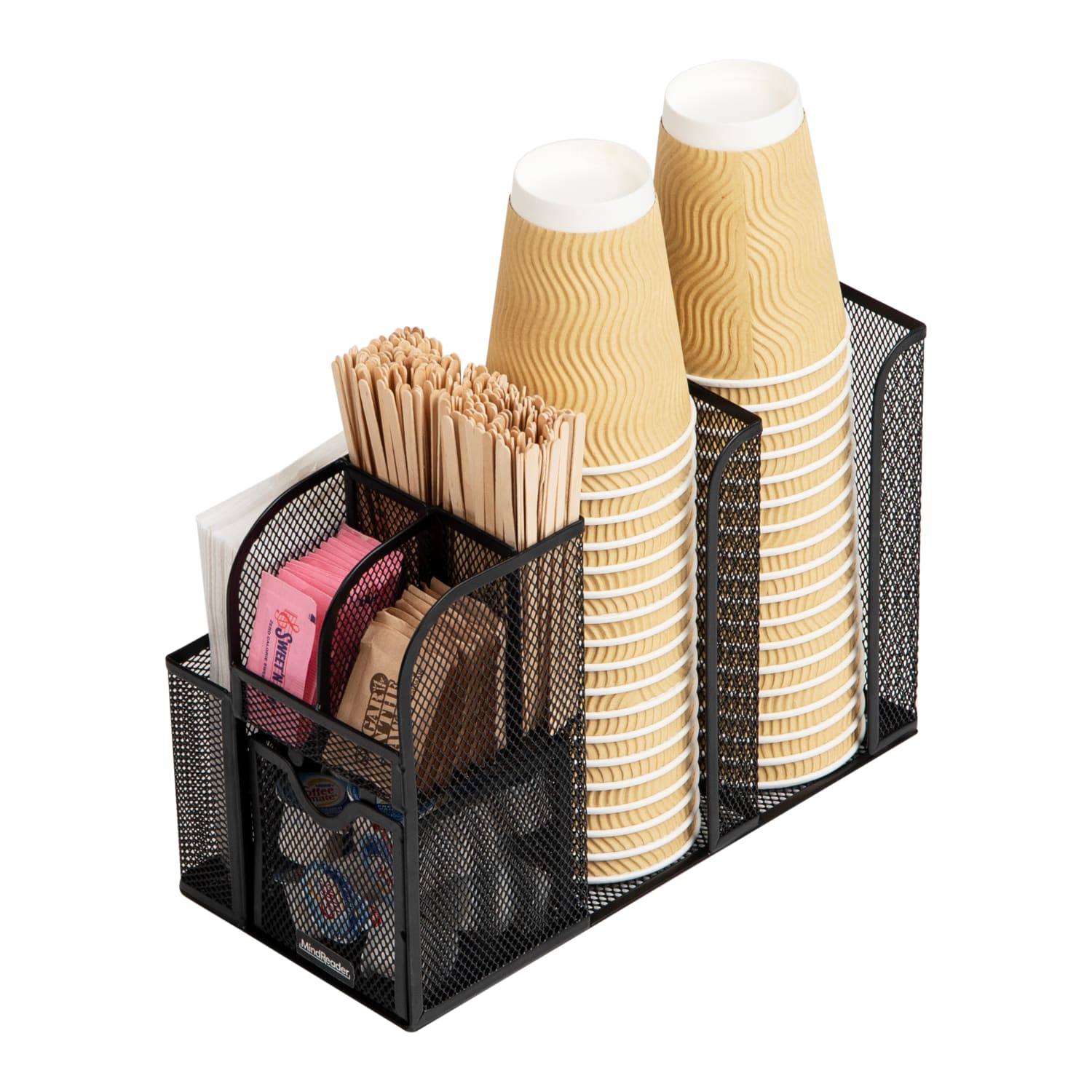 Mind Reader Cup and Condiment Station, Metal, 11-1/2inH x 11inW x 5-3/4inL, Black - Image 6