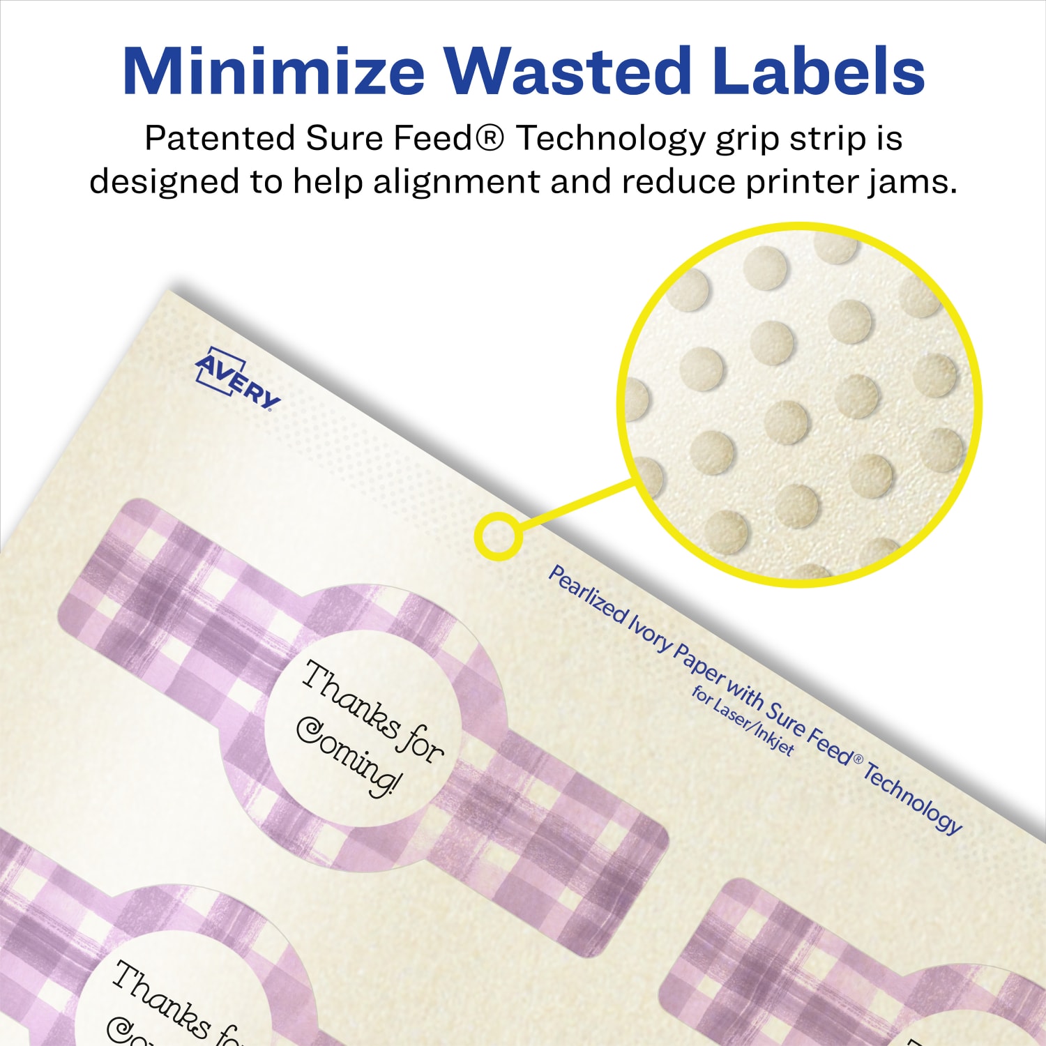 Avery Pearlized Permanent Labels With Sure Feed, 94122-PIP50, Cigar, 1-1/2in x 3-1/2in, Ivory, Pack Of 500 Labels - Image 5