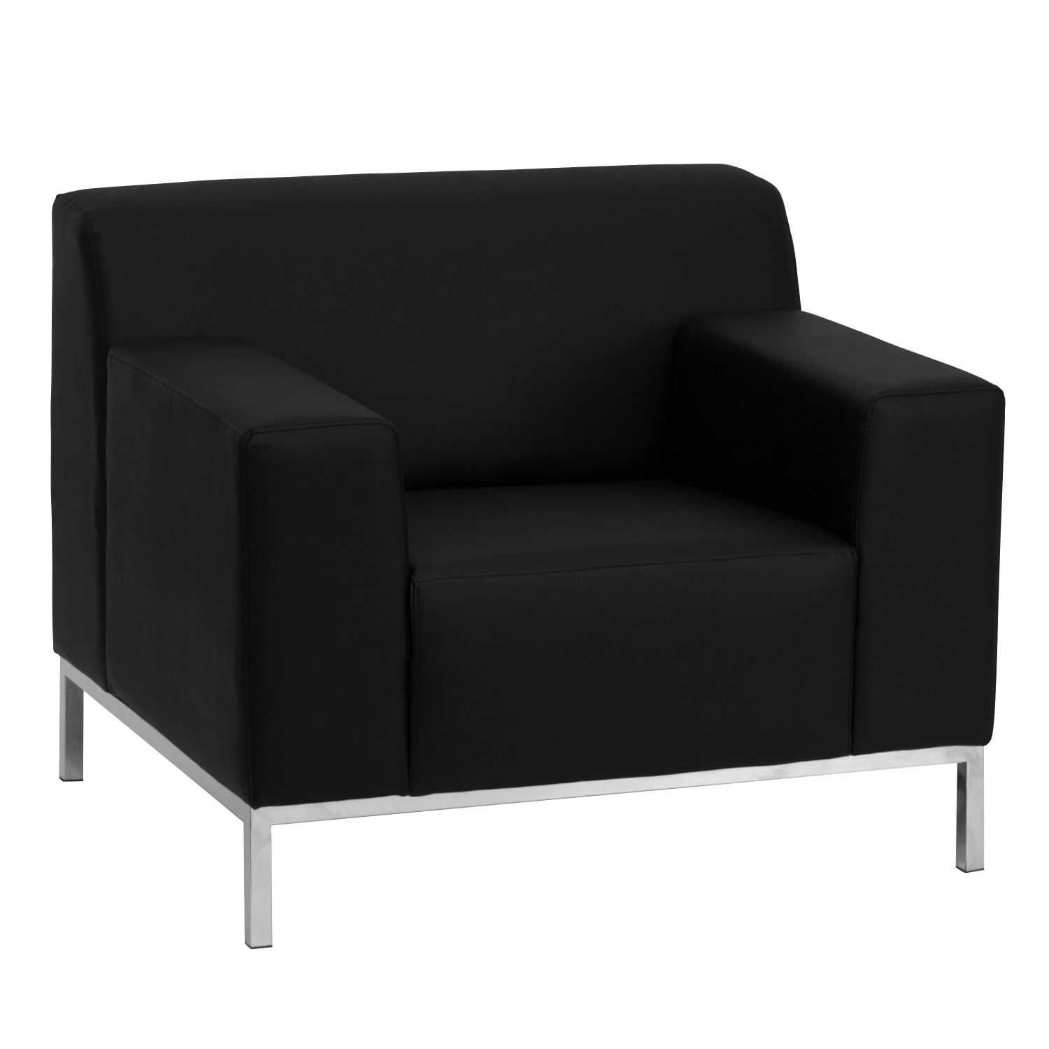 Flash Furniture HERCULES Definity Series Contemporary LeatherSoft Chair with Line Stitching and Integrated Stainless Steel Frame, Black