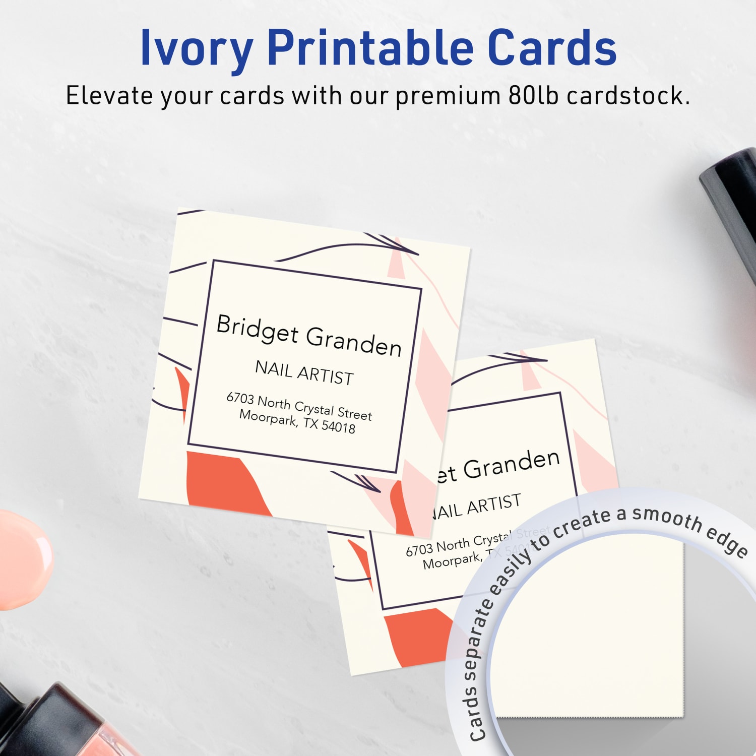 Avery Printable Note Cards With Sure Feed Technology, 3in x 3in Square, Matte Ivory, Pack Of 150 - Image 3