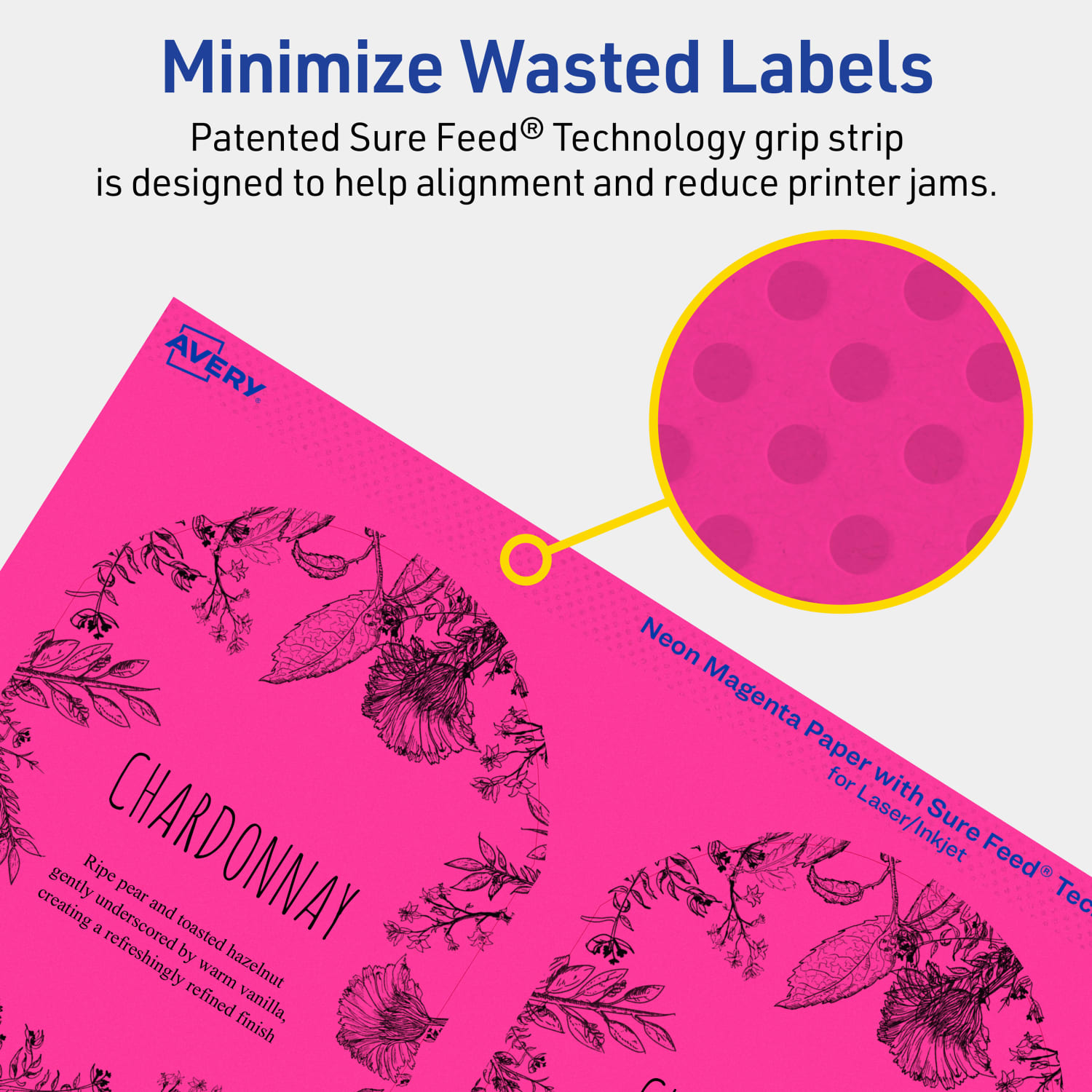 Avery Print-To-The-Edge Labels With Sure Feed Technology, 94600-NMP40, Arched, 4-3/4in x 3-1/2in, Matte Neon Magenta, Pack of 160 - Image 5