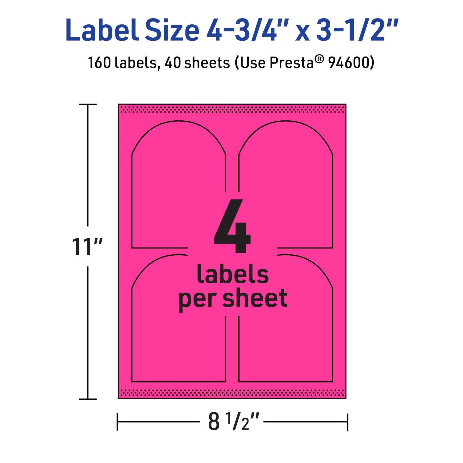 Avery Print-To-The-Edge Labels With Sure Feed Technology, 94600-NMP40, Arched, 4-3/4in x 3-1/2in, Matte Neon Magenta, Pack of 160 - Image 6