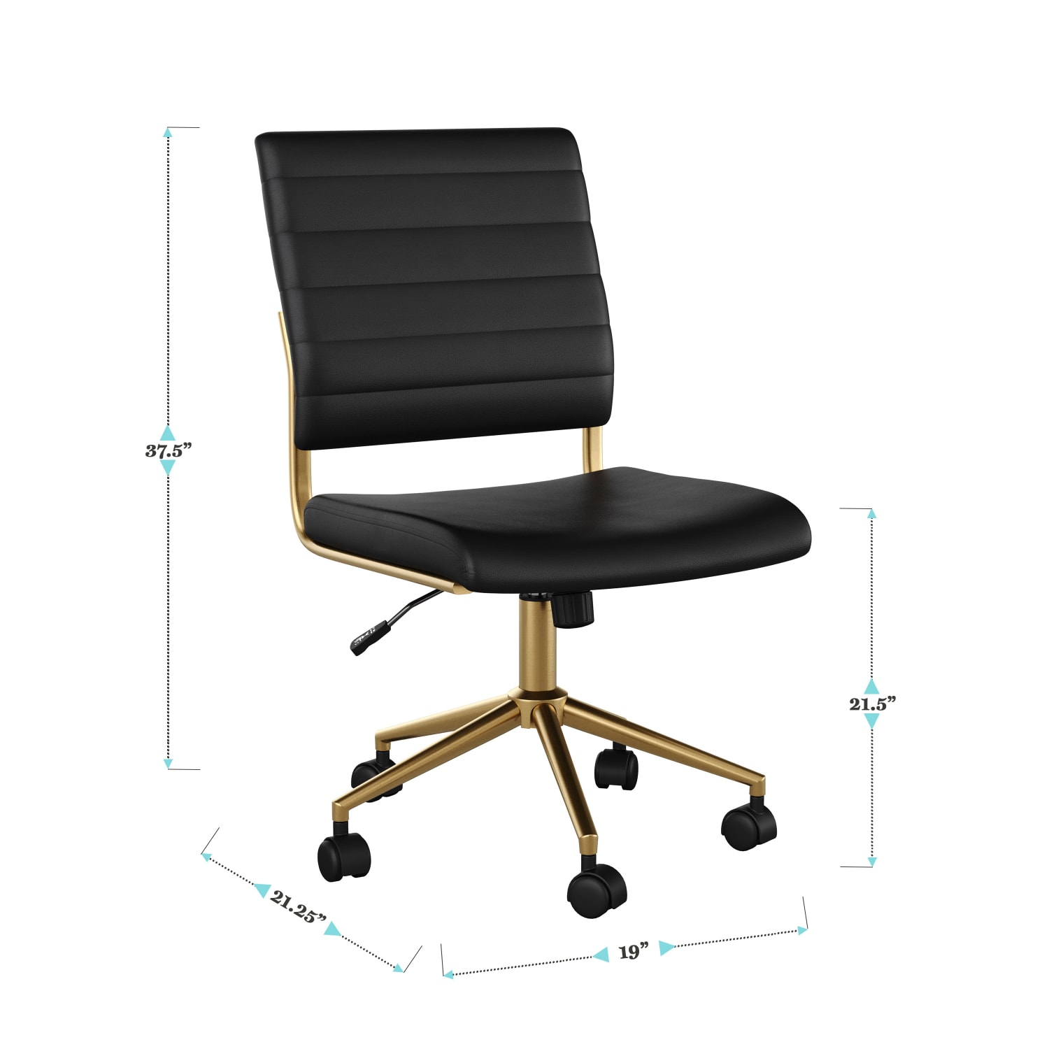 Martha Stewart Ivy Faux Leather Upholstered Mid Back Executive Office Chair BlackPolished Brass PopularChairscom