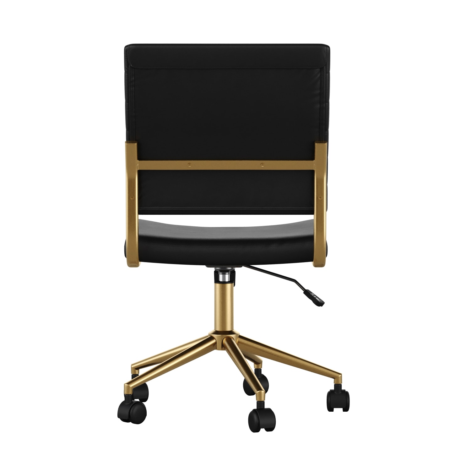 Martha Stewart Ivy Faux Leather Upholstered Mid Back Executive Office Chair BlackPolished Brass PopularChairscom