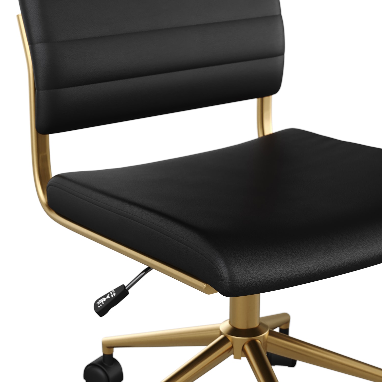 Martha Stewart Ivy Faux Leather Upholstered Mid Back Executive Office Chair BlackPolished Brass PopularChairscom