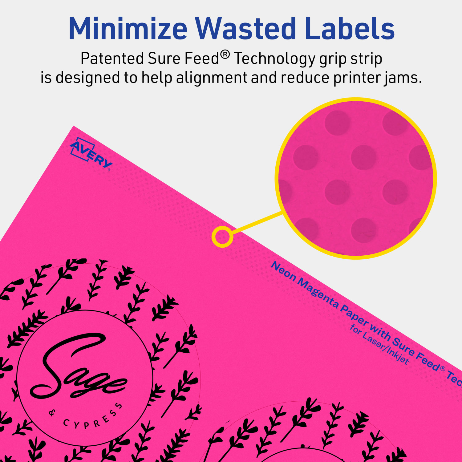 Avery Print-To-The-Edge Labels With Sure Feed Technology, 94514-NMP40, Round, 3-1/2in, Matte Neon Magenta, Pack of 160 - Image 5