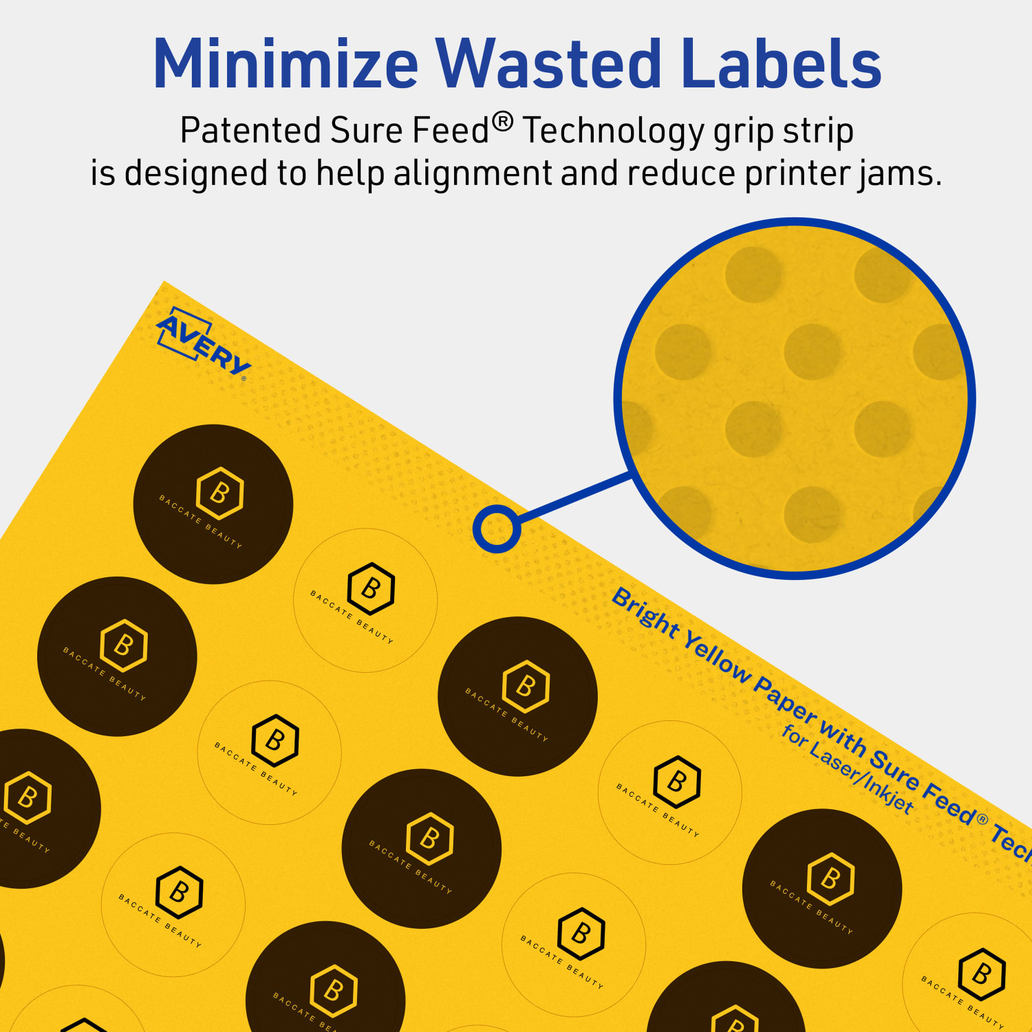 Avery Print-To-The-Edge Labels With Sure Feed Technology And Easy Peel Label Feature, 94500-BYP10, Round, 1in, Matte Bright Yellow, Pack of 480 - Image 5