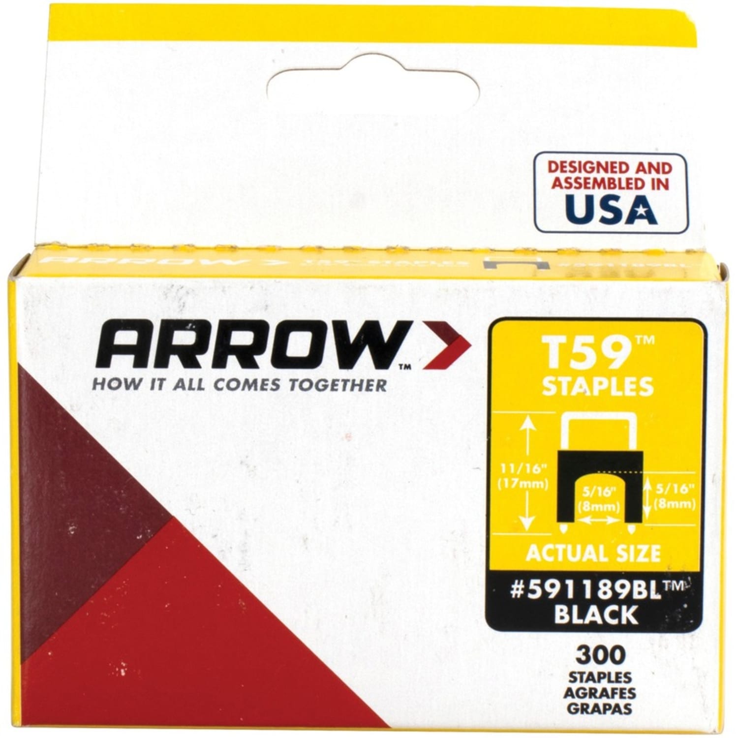 Arrow T59 Insulated Staples, 11/16in, Gray/Black, Box Of 300 Staples - Image 6